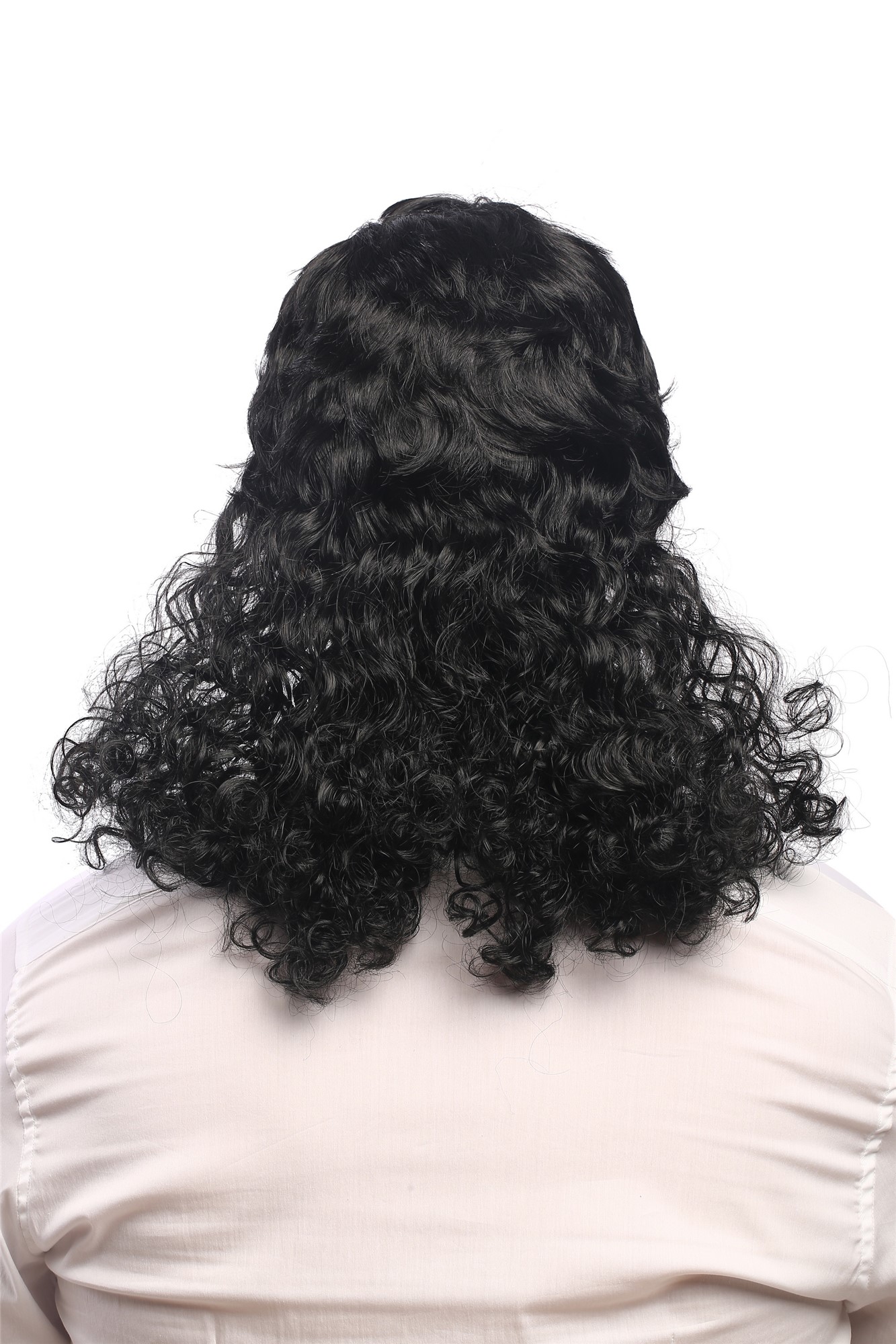 Lady Man Party Wig Halloween very long black Mullet long dense curly hair 60893, view 2, WIG ME UP: Your Perücken Online Shop Party Wig, Unisex, Black, curled, long