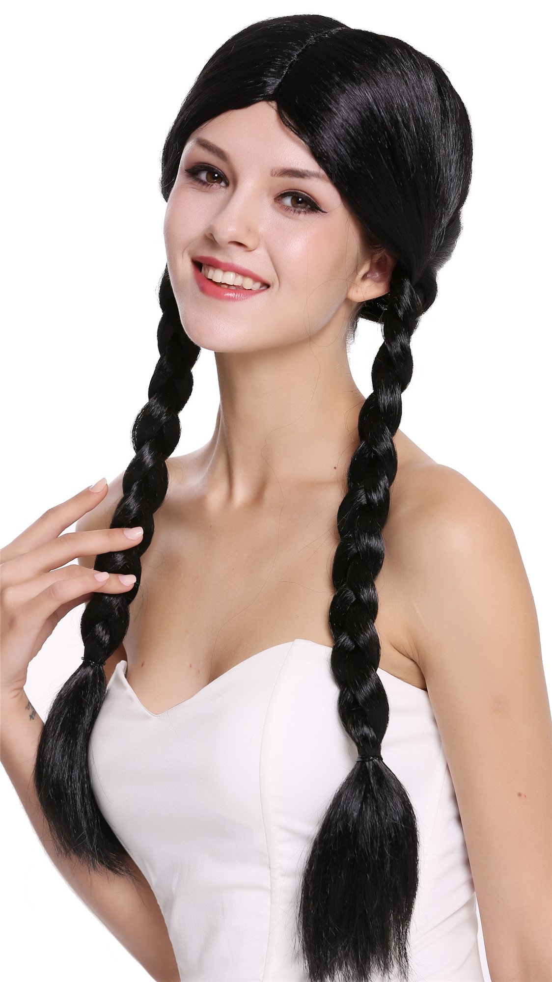 Party Wig, Ladies, Black, Braided, long