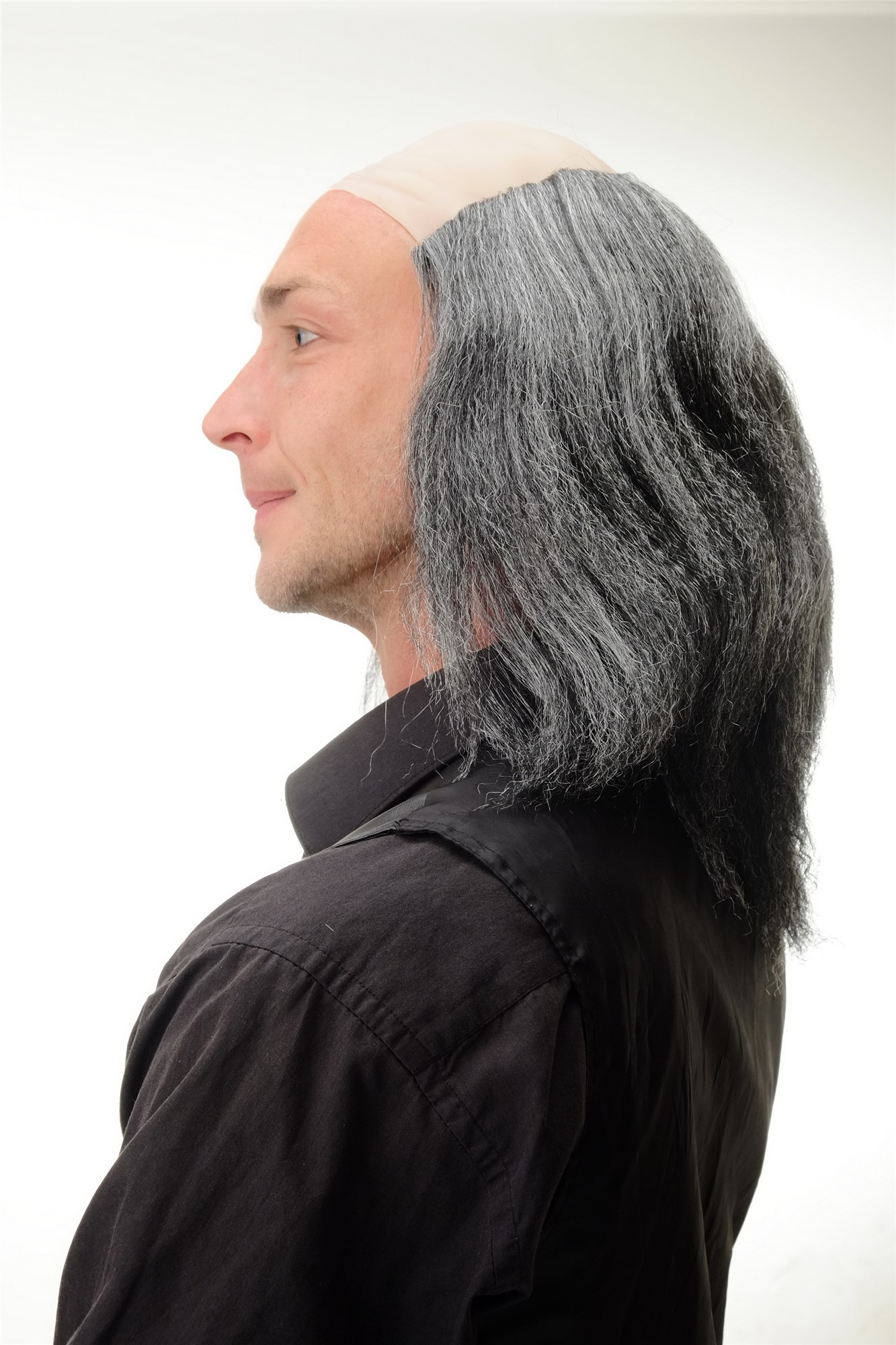 Wig Halloween crazy old half bald dark gray grey Igor Einstein Frankenstein 4232, view 2, WIG ME UP: Your Perücken Online Shop Party Wig, Men, Grey, straight, shoulder-length