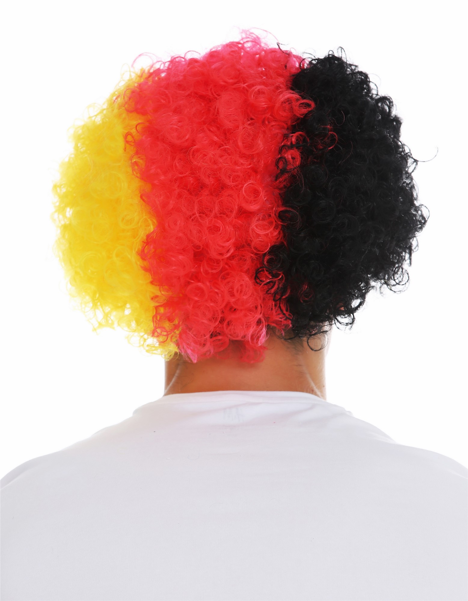 Party Wig, Unisex, Black, Red, Yellow, curled, short