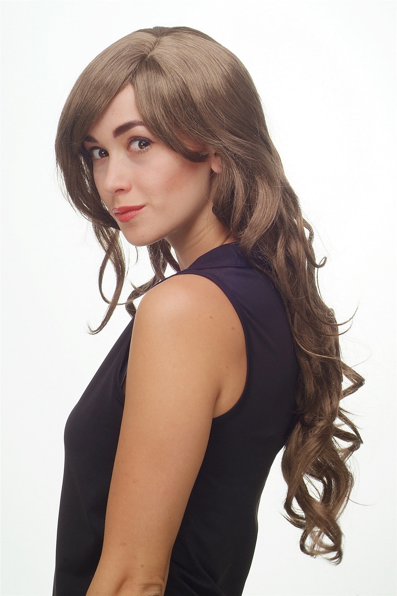 Stunning Lady  Wig very long wavy long fringe (for side parting) light goldbrown gold brown, view 3, WIG ME UP: Your Perücken Online Shop Quality Wigs, Ladies, dark golden brown, curled, long