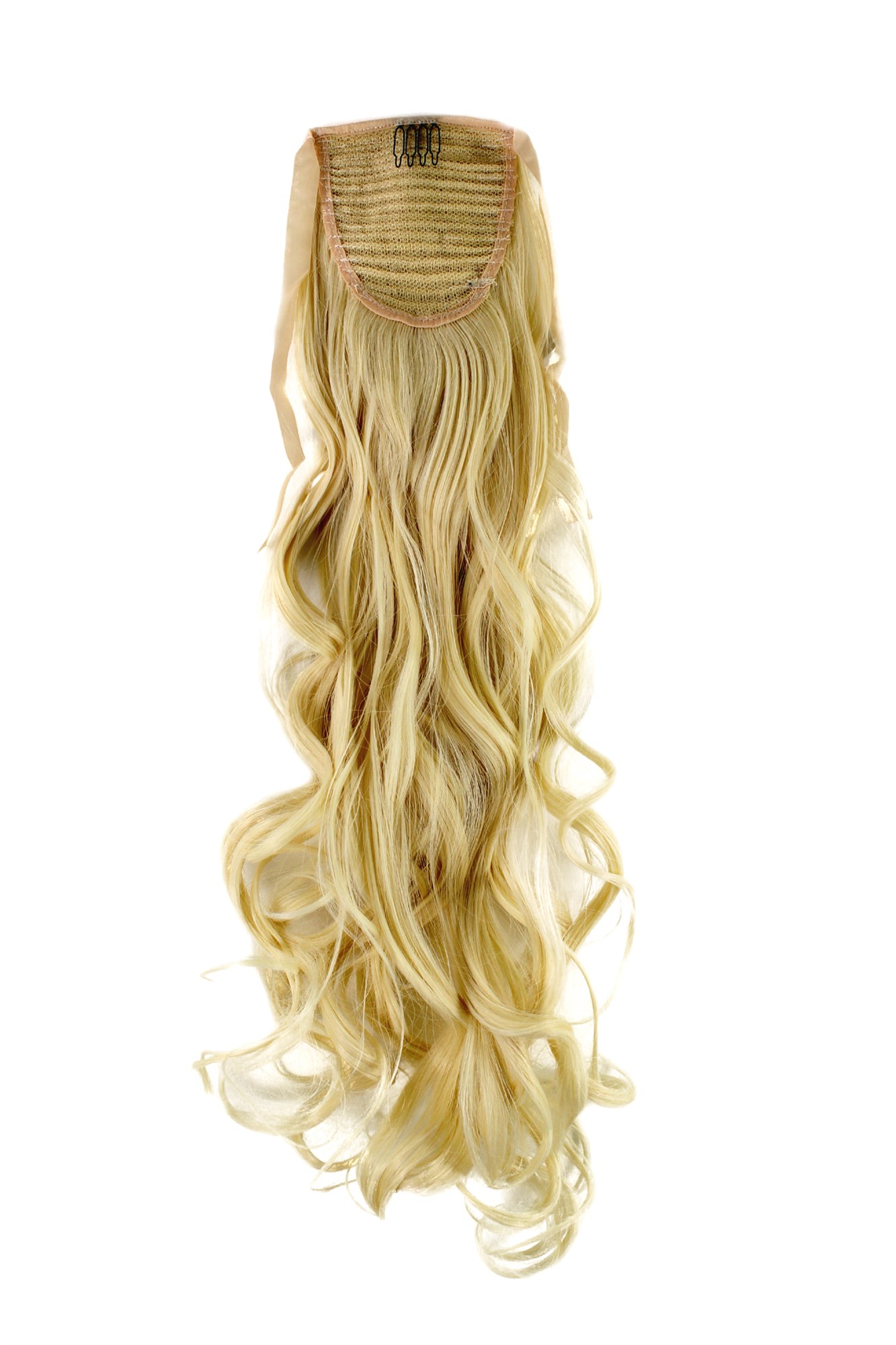 hochwertiger Zopf Haarteil mit Klammer und Band Lichtblond wellig 63 cm YZF-1094HT-613, Ansicht 2, WIG ME UP: Ihr Perücken Online Shop welliges Zopf-Haarteil Lichtblond 63 cm lang