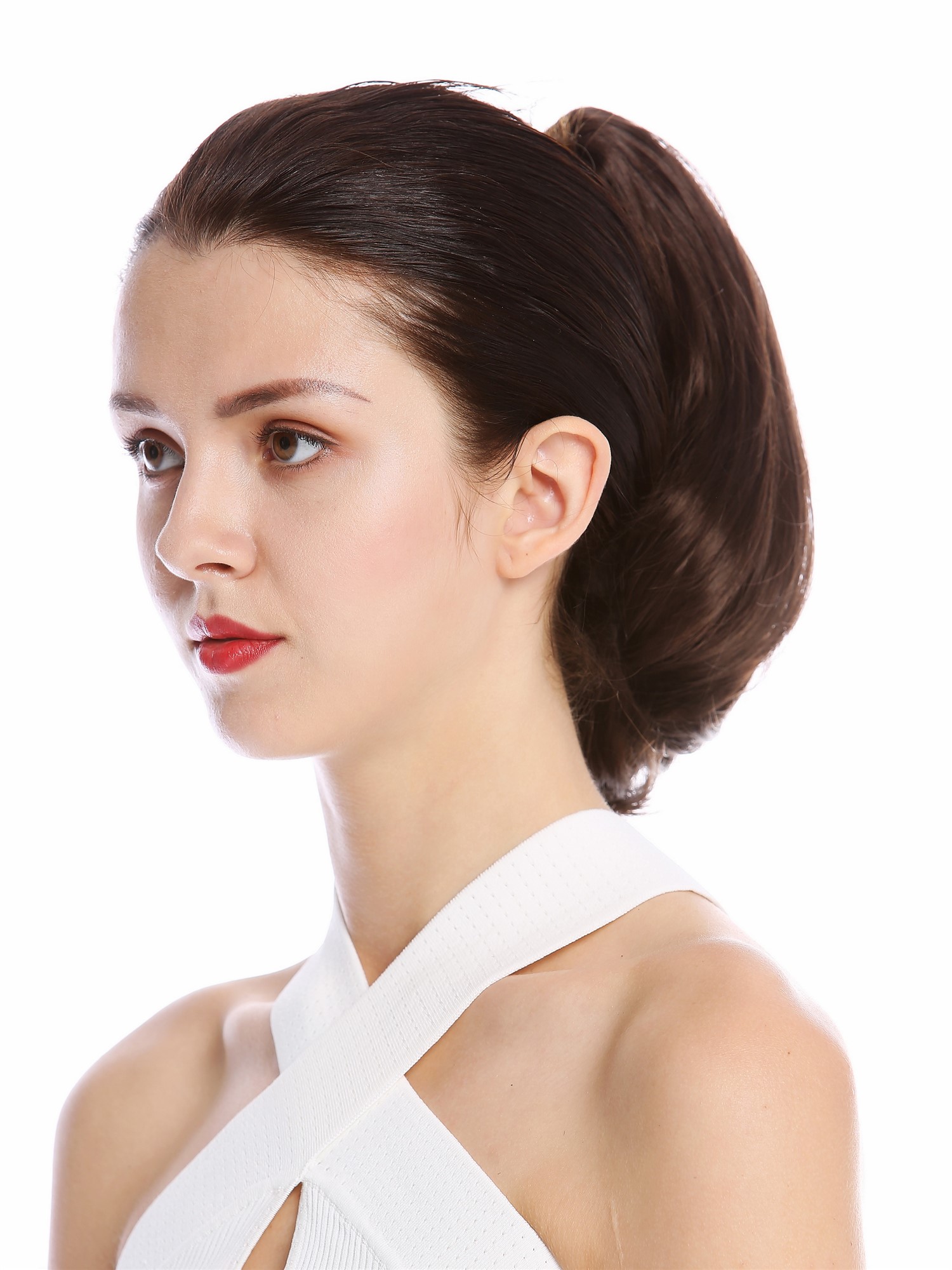 Ponytail Hairpiece Extensions short straight smooth but voluminous brown 10" 622, view 3, WIG ME UP: Your Perücken Online Shop Ponytails, medium brown, wavy, short