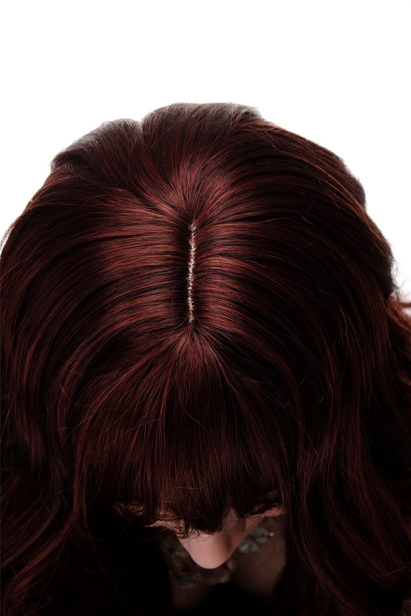 Lady wig very long curling tips straight top fringe bangs mahogany brown 285, view 6, WIG ME UP: Your Perücken Online Shop Quality Wigs, Ladies, mahogany-medium brown mix, curled, long