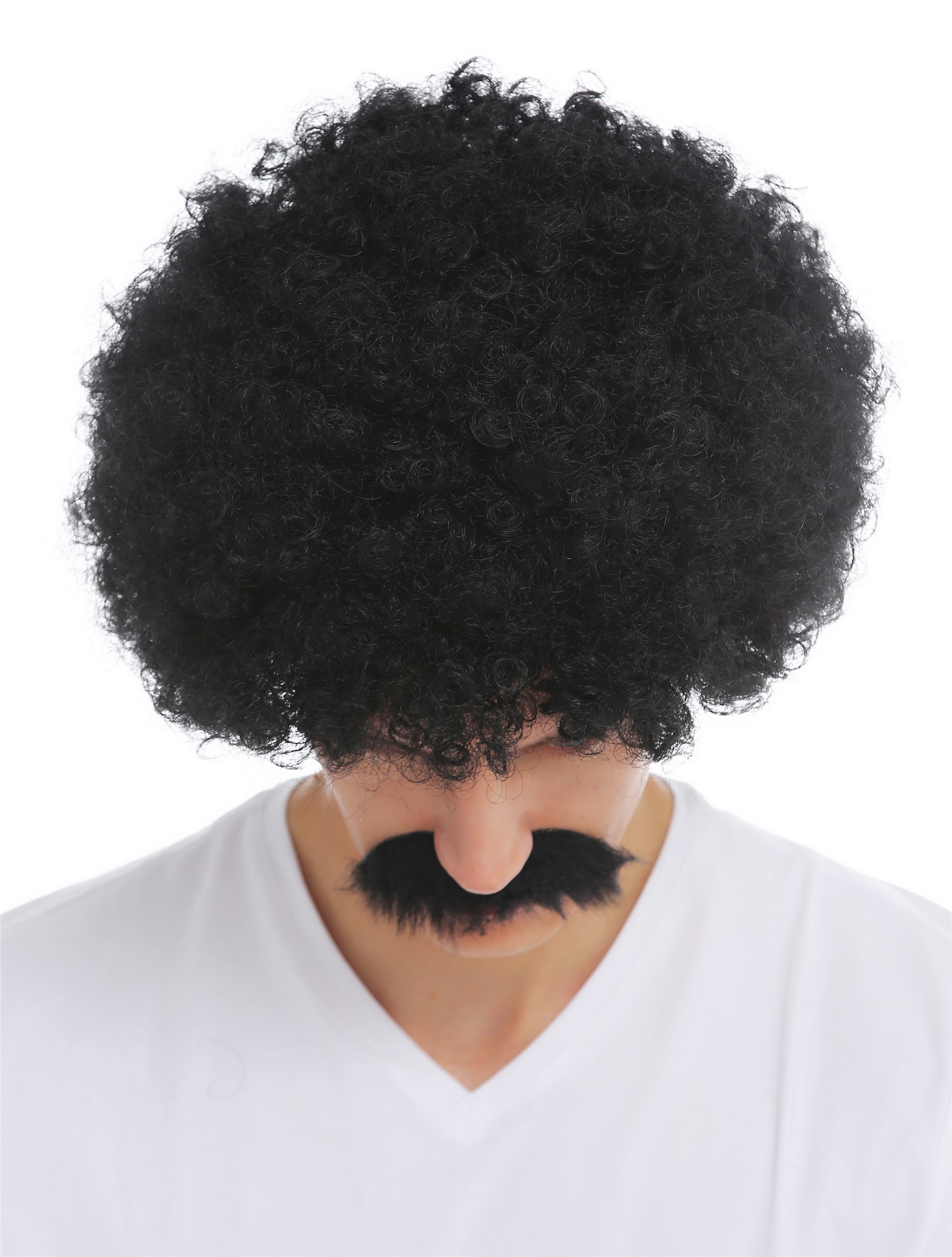 Wig & beard set men carnival frizzy curls voluminous afro 70's hippie 2018553, view 4, WIG ME UP: Your Perücken Online Shop Party Wig, Men, pitch black, curled, short