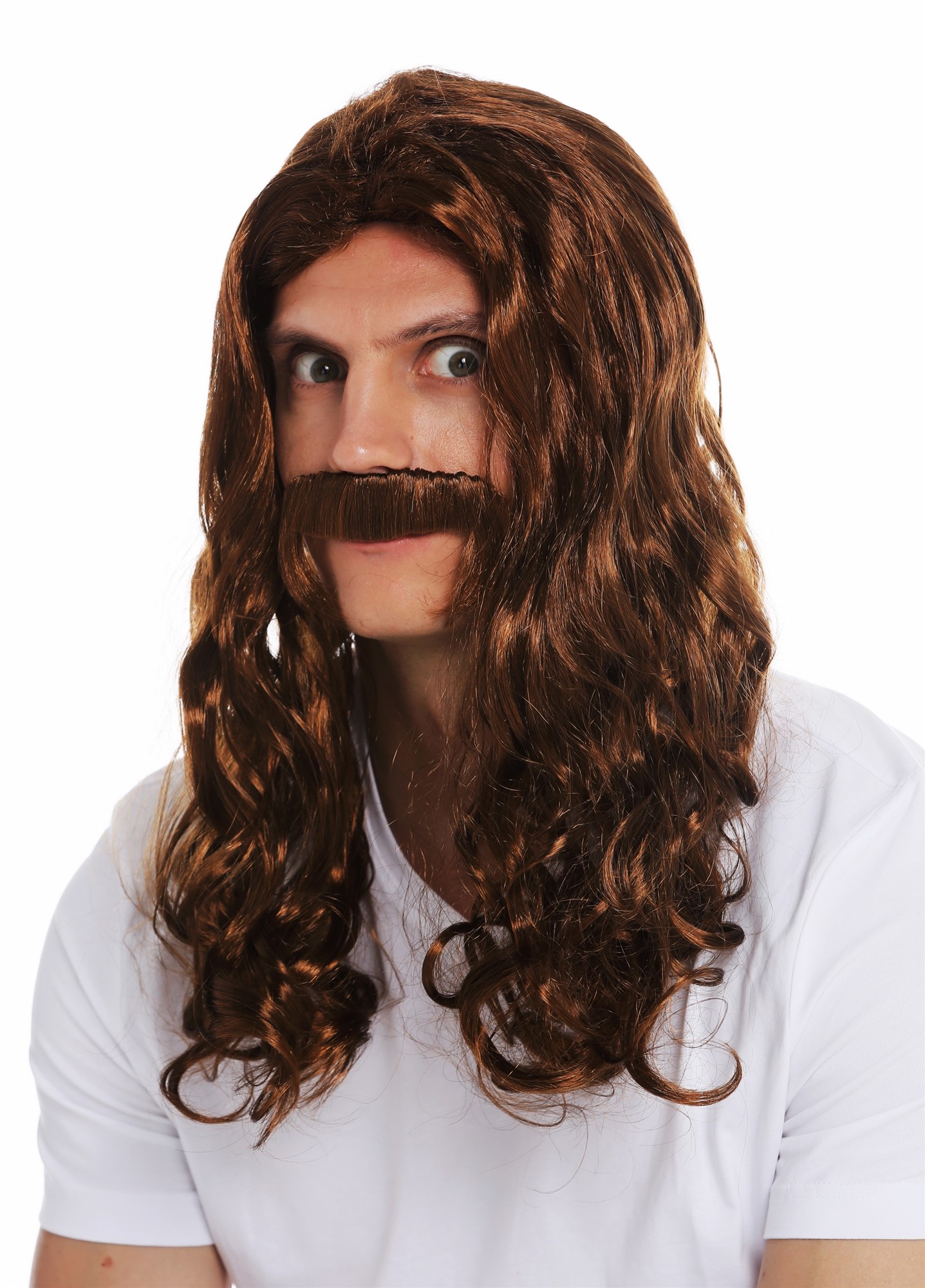 Party Wig, Men, brown mix, wavy, long