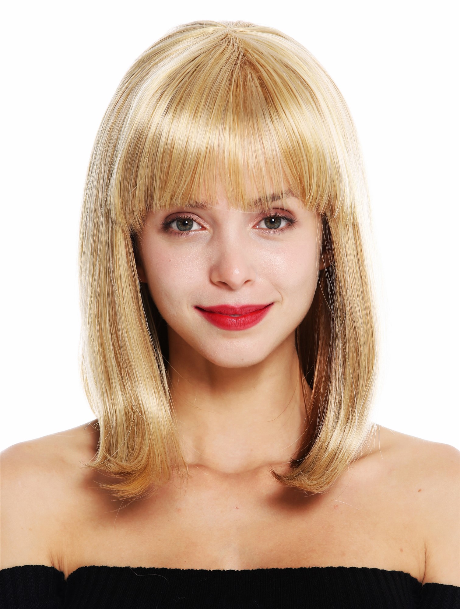 Quality Wigs, Ladies, golden blonde-red blonde mix, straight, shoulder-length