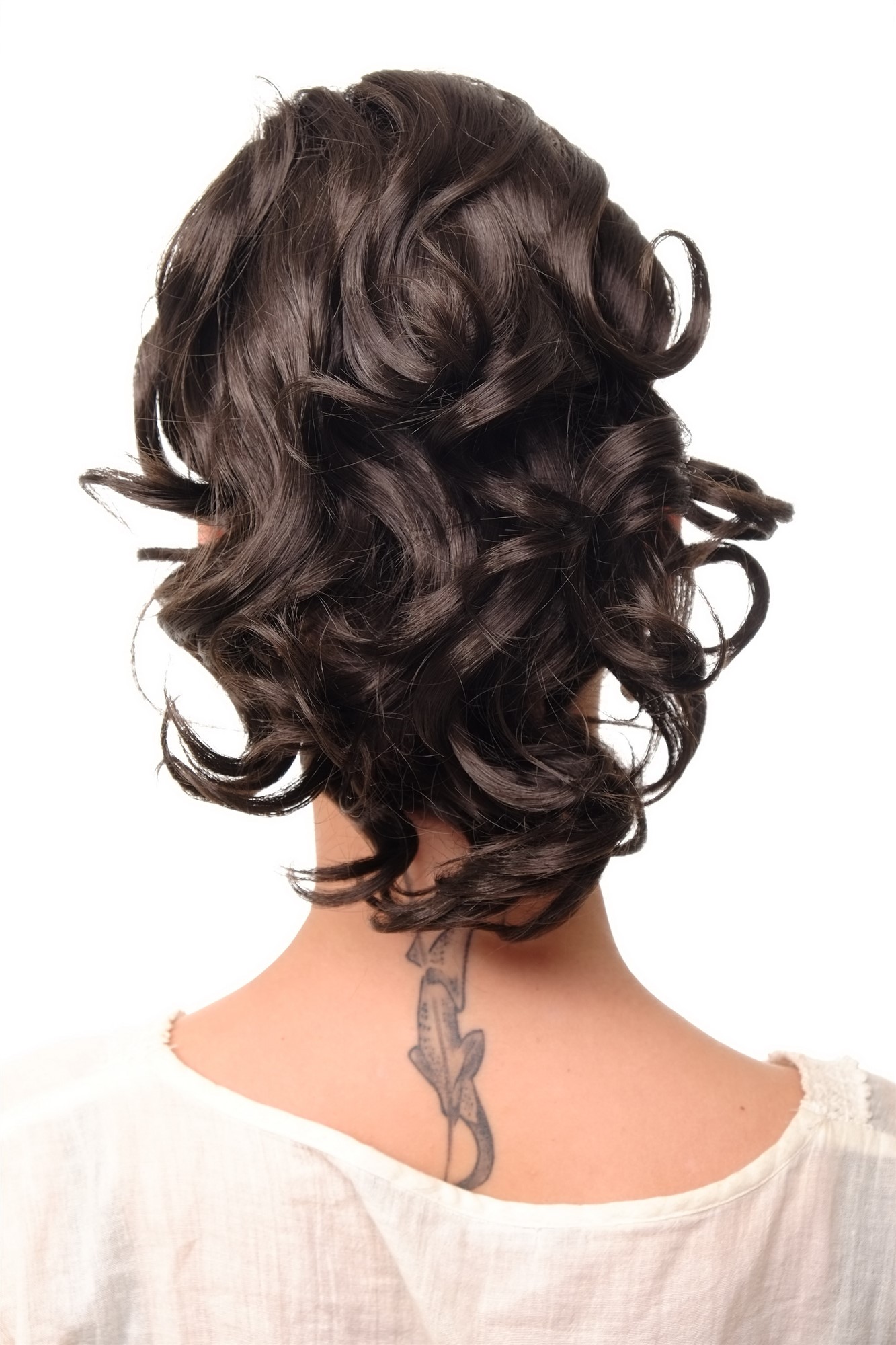 Ponytails, dark brown, wavy, shoulder-length