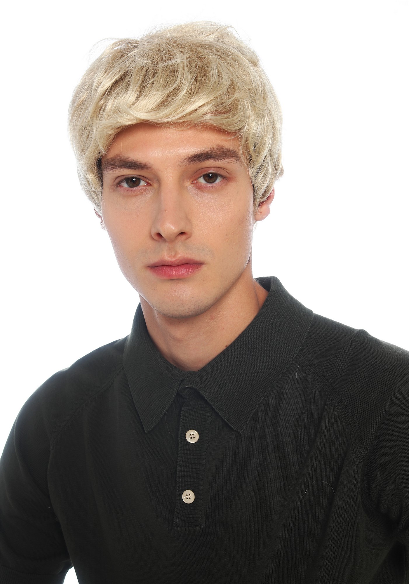 Perücke Damen Herren burschikos androgyn unsisex kurz wild gewellt Hellblond Mix VK-72-16T613