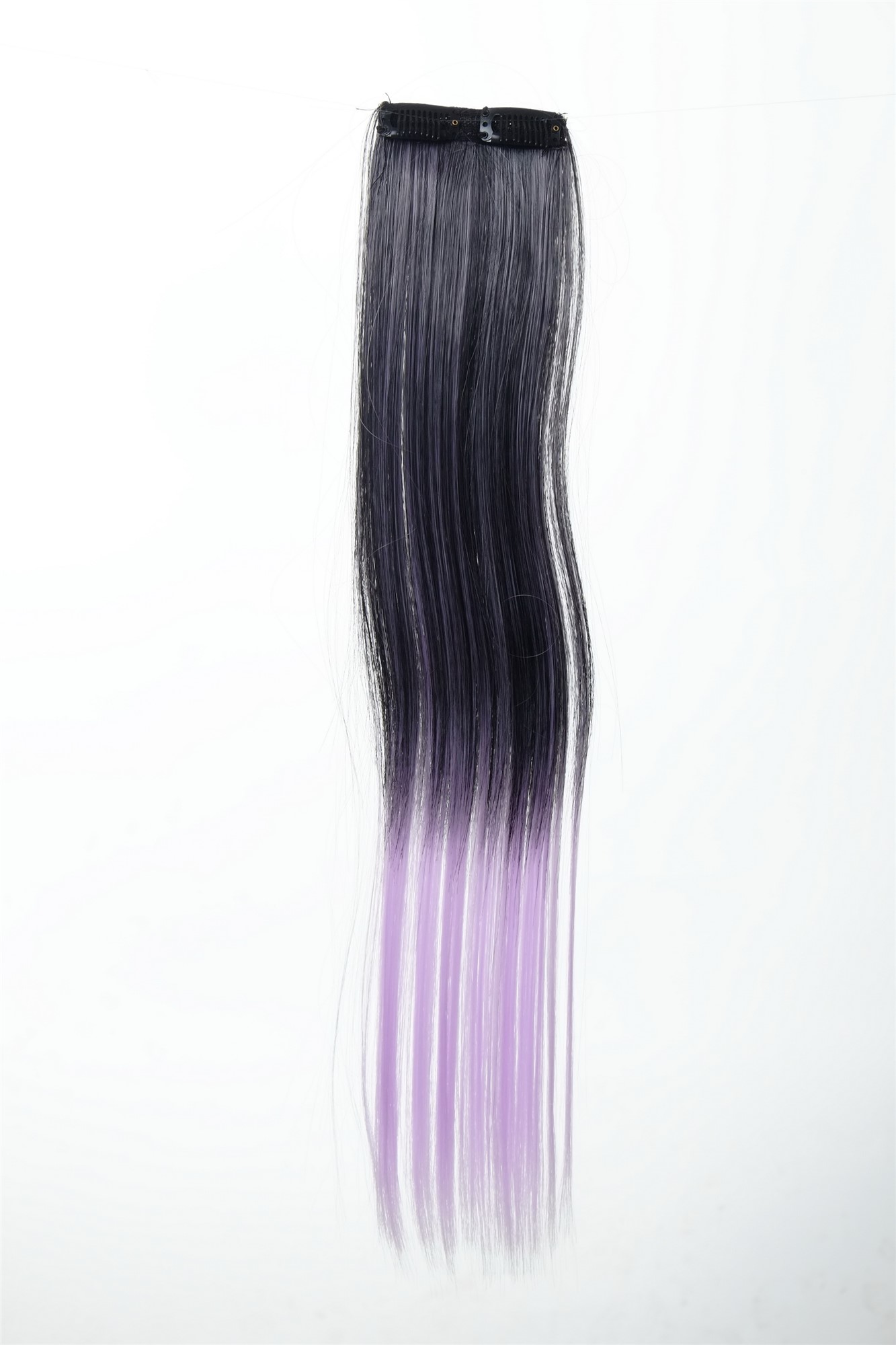 2 Clips Extension Strähne glatt 45 cm Ombre Schwarz Lila YZF-P2S18P-1BTTF2403A, Ansicht 2, WIG ME UP: Ihr Perücken Online Shop glatte Extensions Samtschwarz-Hellviolett-Mix 45 cm lang