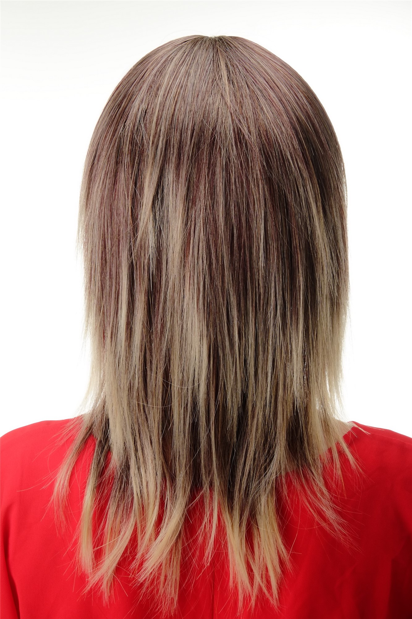 hochwertige Qualitätsperücken, Perücke Schulterlang Pony Braun Blond Gesträhnt GFW2203-99JT613E, Ansicht 4, WIG ME UP: Ihr Perücken Online Shop glatte Tressen-Perücke mit Kopfhaut-Imitat Rotbraun-Lichtblond-Mix schulterlange Haare für Damen