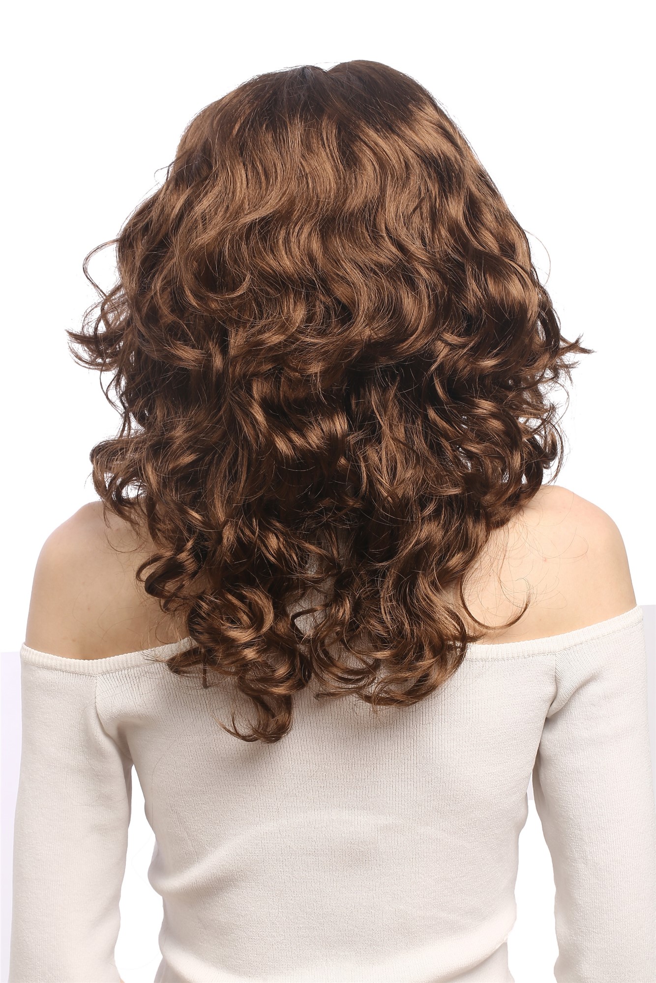 Lady Party Wig Halloween Fancy Dress long very voluminous curly curls middle-parting brown 20", view 3, WIG ME UP: Your Perücken Online Shop Party Wig, Ladies, medium brown, curled, long