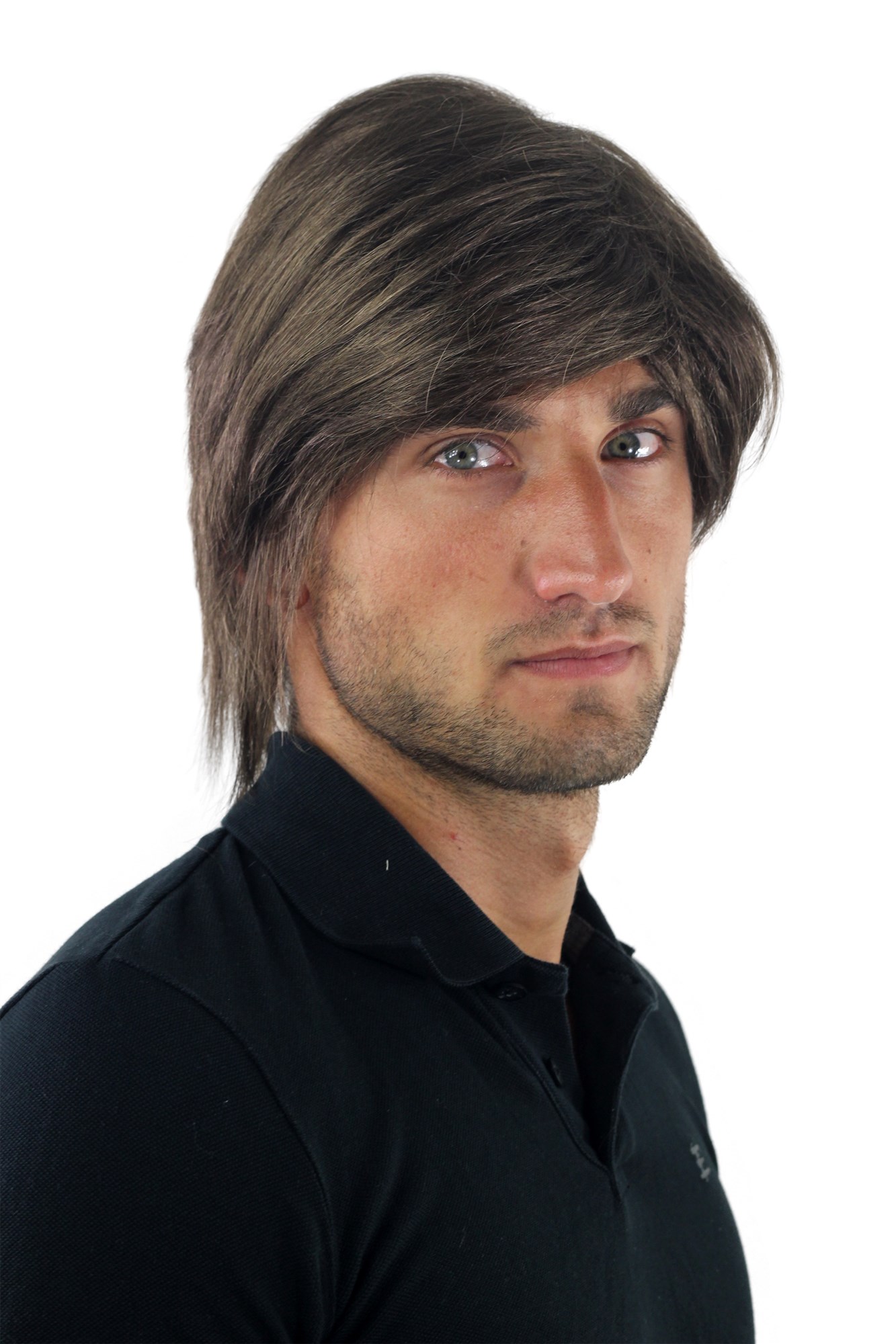 Men's WIG (for Men or Unisex) HIGH  synthetic short long in the neck BROWN medium youthful, view 5, WIG ME UP: Your Perücken Online Shop Quality Wigs, Men, medium brown, straight, short