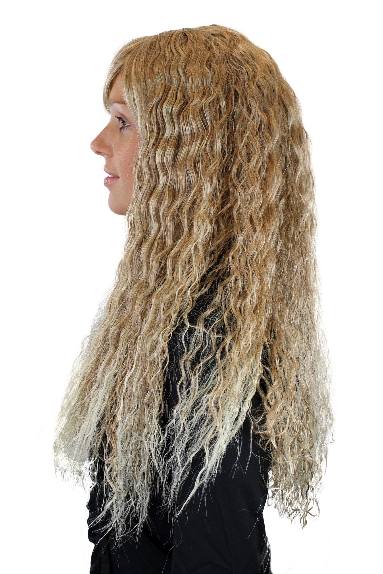 hochwertige Qualitätsperücken, Perücke Kinky Locken Lang Blond 7066C-27T613, Ansicht 5, WIG ME UP: Ihr Perücken Online Shop lockige Tressen-Perücke mit Kopfhaut-Imitat Hellblond sehr lange Haare für Damen