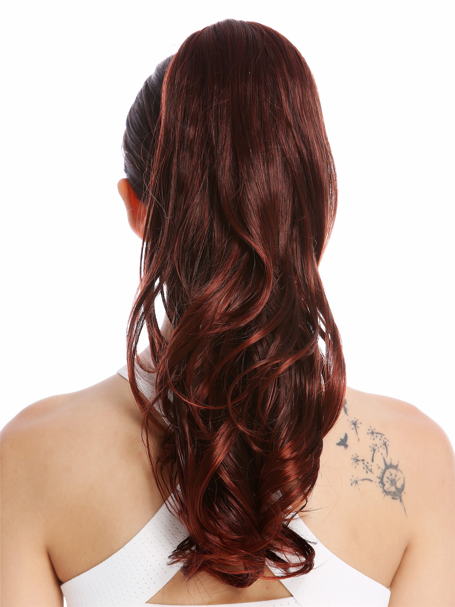 Ponytails, black-red mix, straight, shoulder-length