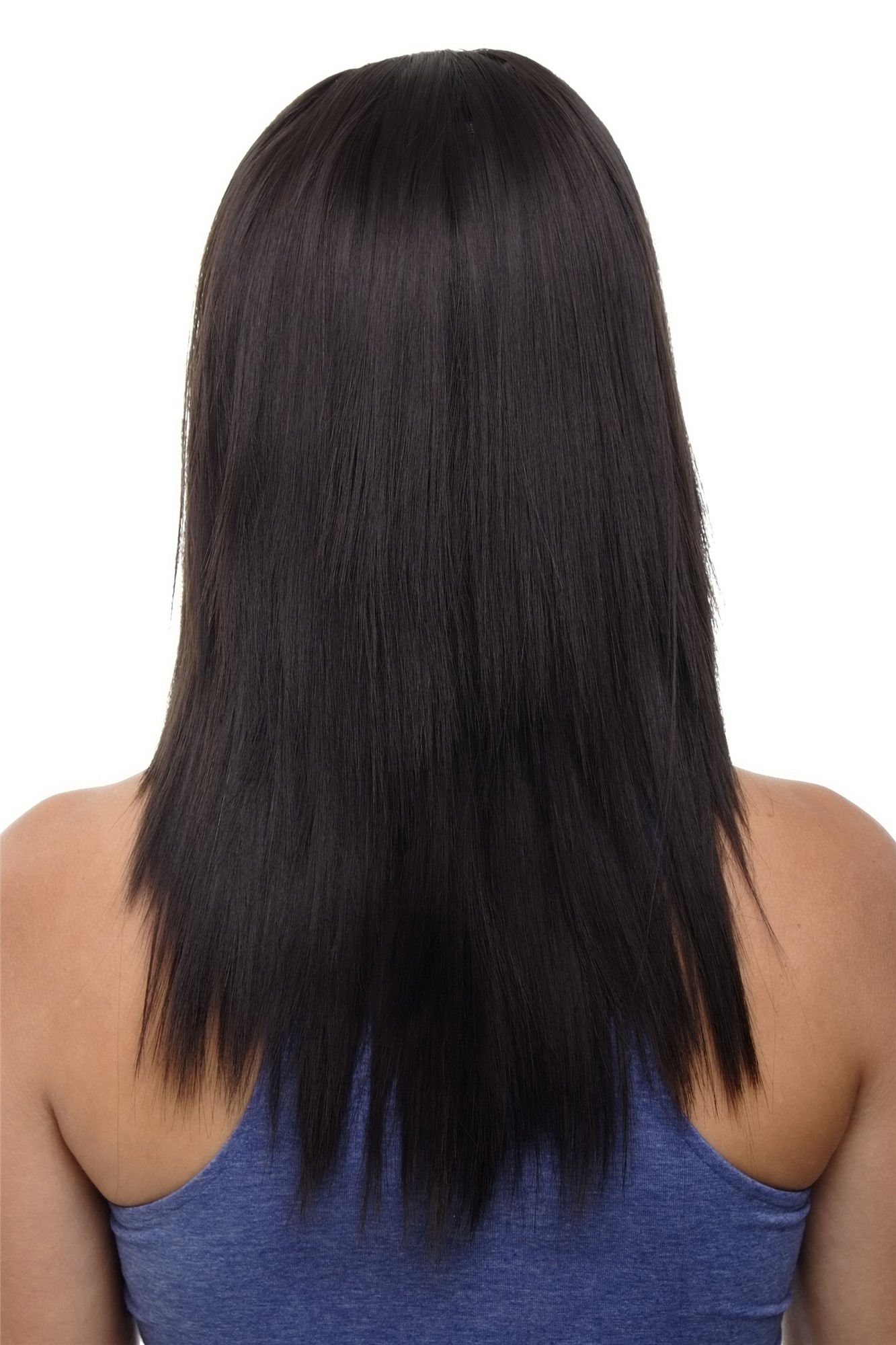 Clip-in Haarteil mit 5 Klammern glatte lange Haare Braun Dunkelbraun HD1401-4, Vorderansicht, WIG ME UP: Ihr Perücken Online Shop glatte Halbperücke Dunkelbraun 50 cm lang