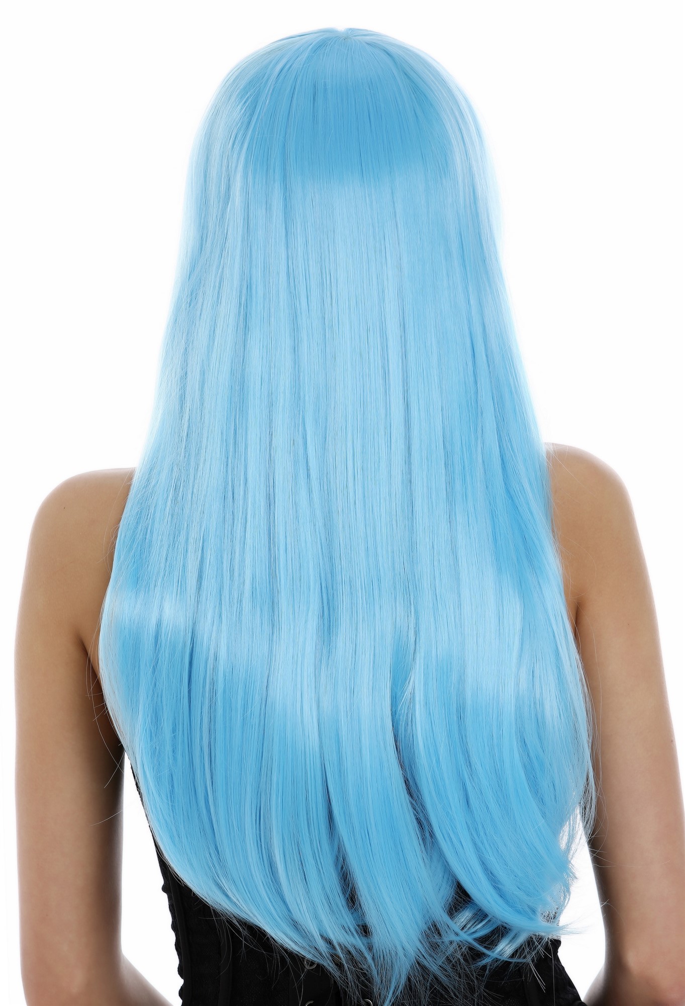 hochwertige Qualitätsperücken, Perücke lang sleek glatt Scheitel hellblau 0825-TF2513B, Ansicht 6, WIG ME UP: Ihr Perücken Online Shop glatte Tressen-Perücke Hellblau lange Haare für Damen