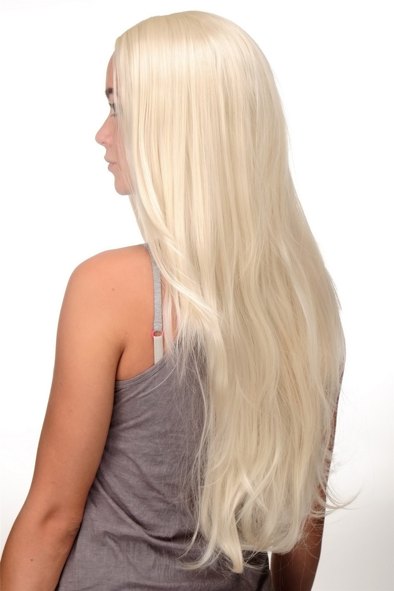 hochwertige Qualitätsperücken, Perücke sehr lang glatt gestuft Mittelscheitel Blond-Goldblond-Mix 3217-303/220, Ansicht 2, WIG ME UP: Ihr Perücken Online Shop glatte Tressen-Perücke mit Kopfhaut-Imitat Blond-Mix sehr lange Haare für Damen