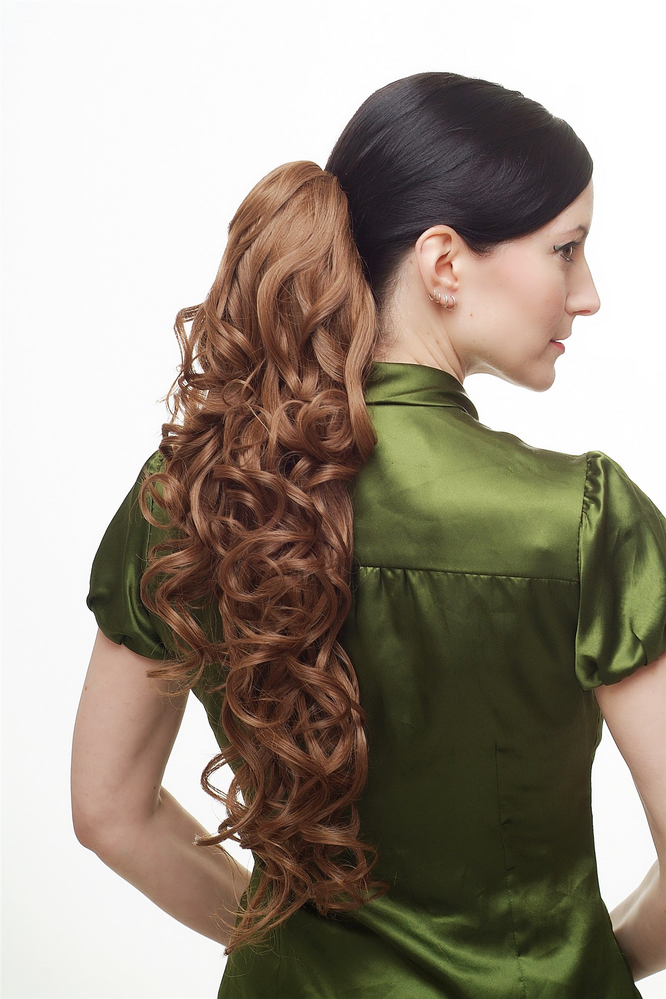 Hairpiece PONYTAIL with combs and elastic draw string medium brown long curly volumnious very long, view 2, WIG ME UP: Your Perücken Online Shop Ponytails, Brown, curled, long