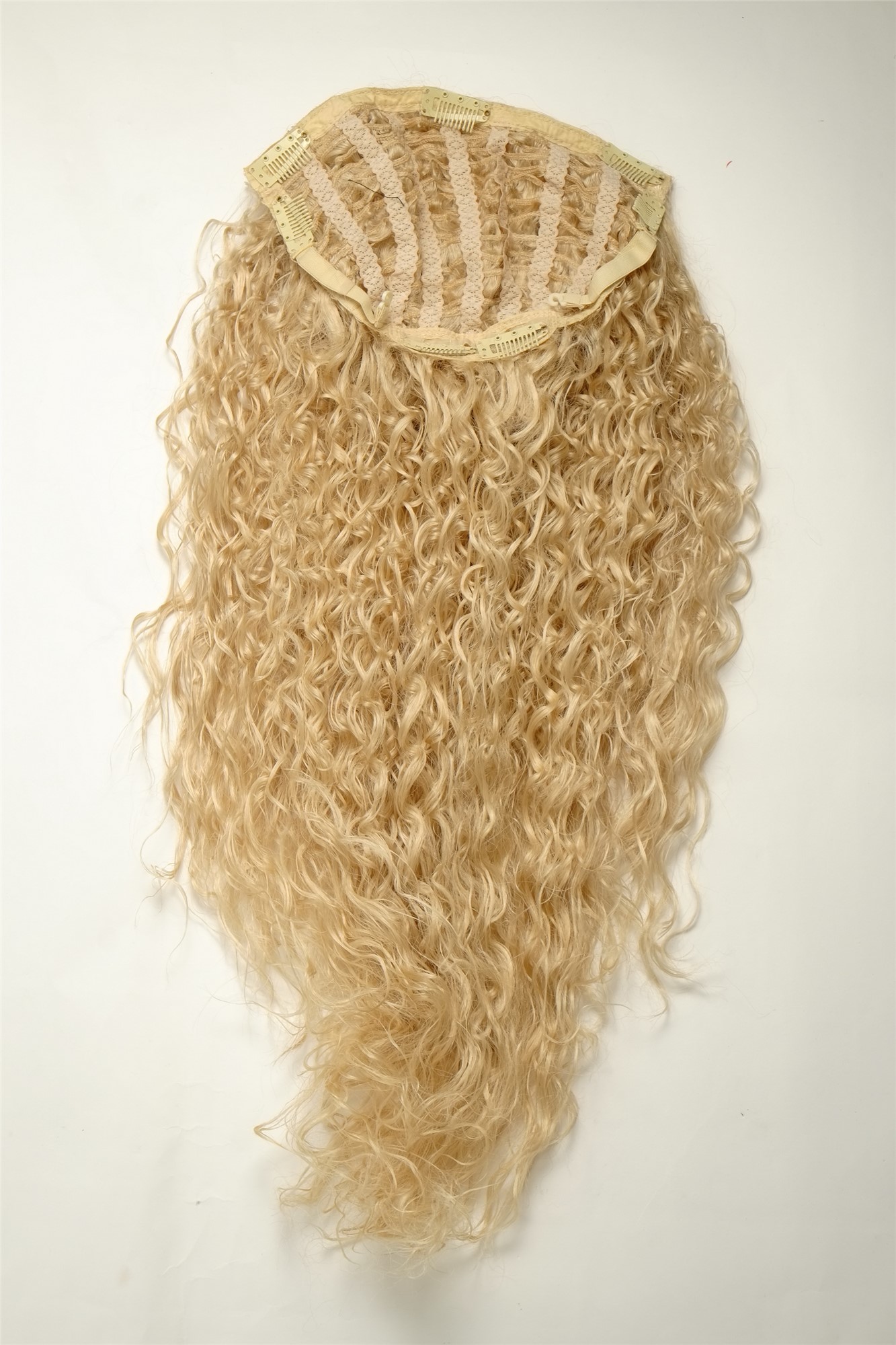 lockige Halbperücke Gold-Lichblond 70 cm lang