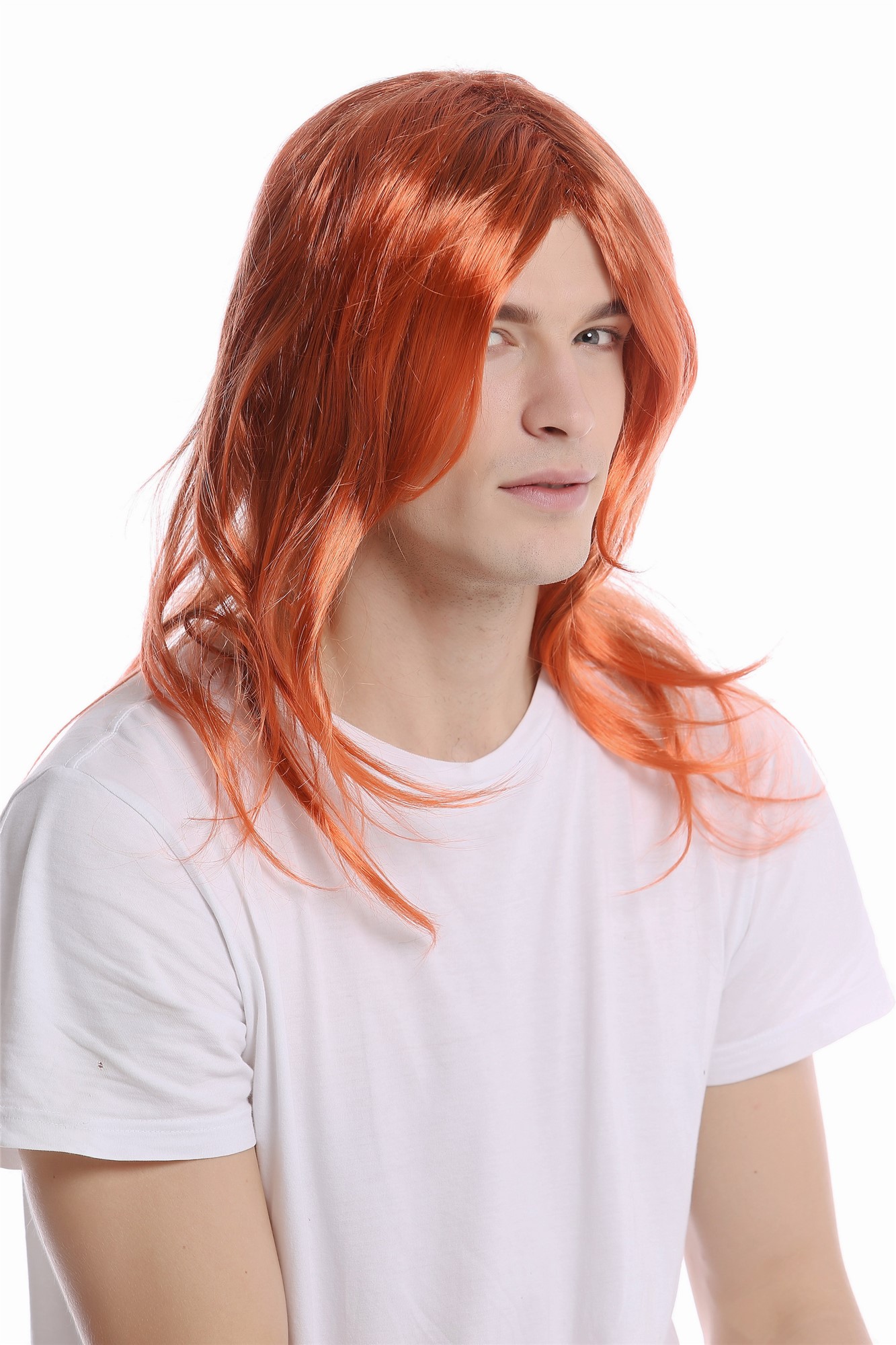günstige Party Perücke, Perücke schulterlang glatt goldener Orange-Rot-Braun-Mix 90997-ZA24ATZA6, Ansicht 4, WIG ME UP: Ihr Perücken Online Shop glatte Party Perücke Rot,Braun lange Haare Unisex