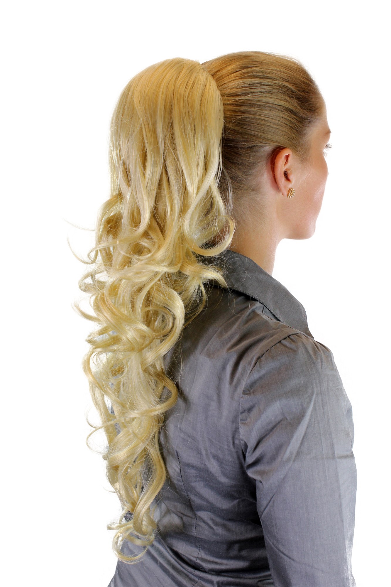 Hairpiece PONYTAIL extension VERY long AMAZING volume BRIGHT BLOND strands slightly curly curls, view 2, WIG ME UP: Your Perücken Online Shop Ponytails, light blonde, curled, long