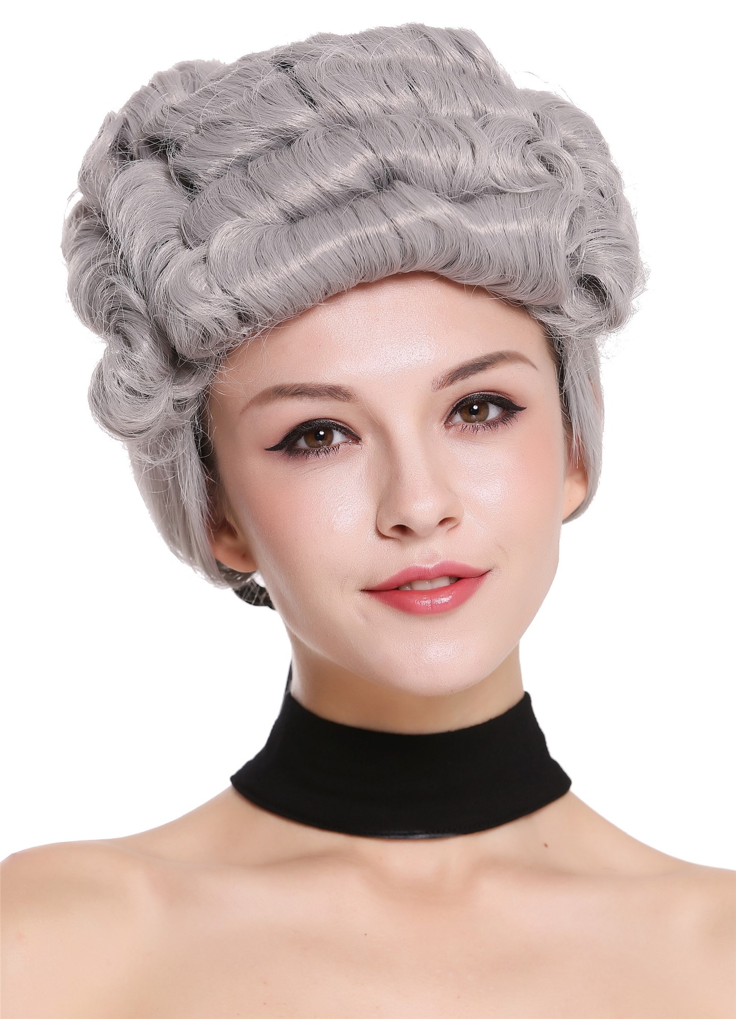 Party wig men baroque Lord Judge Poet Noble dark grey gray curls ponytail DH1126, view 6, WIG ME UP: Your Perücken Online Shop Party Wig, Men, Grey, curled, shoulder-length