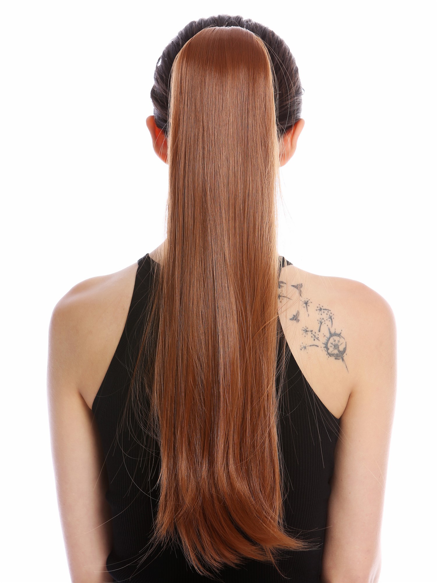 Ponytail Hairpiece comb ribbon wrap-around long straight copper brown YZF-1094S, view 2, WIG ME UP: Your Perücken Online Shop Ponytails, copper brown, straight, long