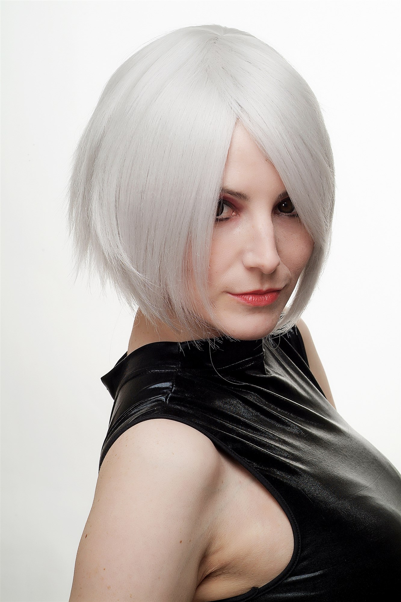 Lady wig women cosplay short wild grey white Bob Wave Goth 1261, view 8, WIG ME UP: Your Perücken Online Shop Quality Wigs, Ladies, white-gray, straight, short