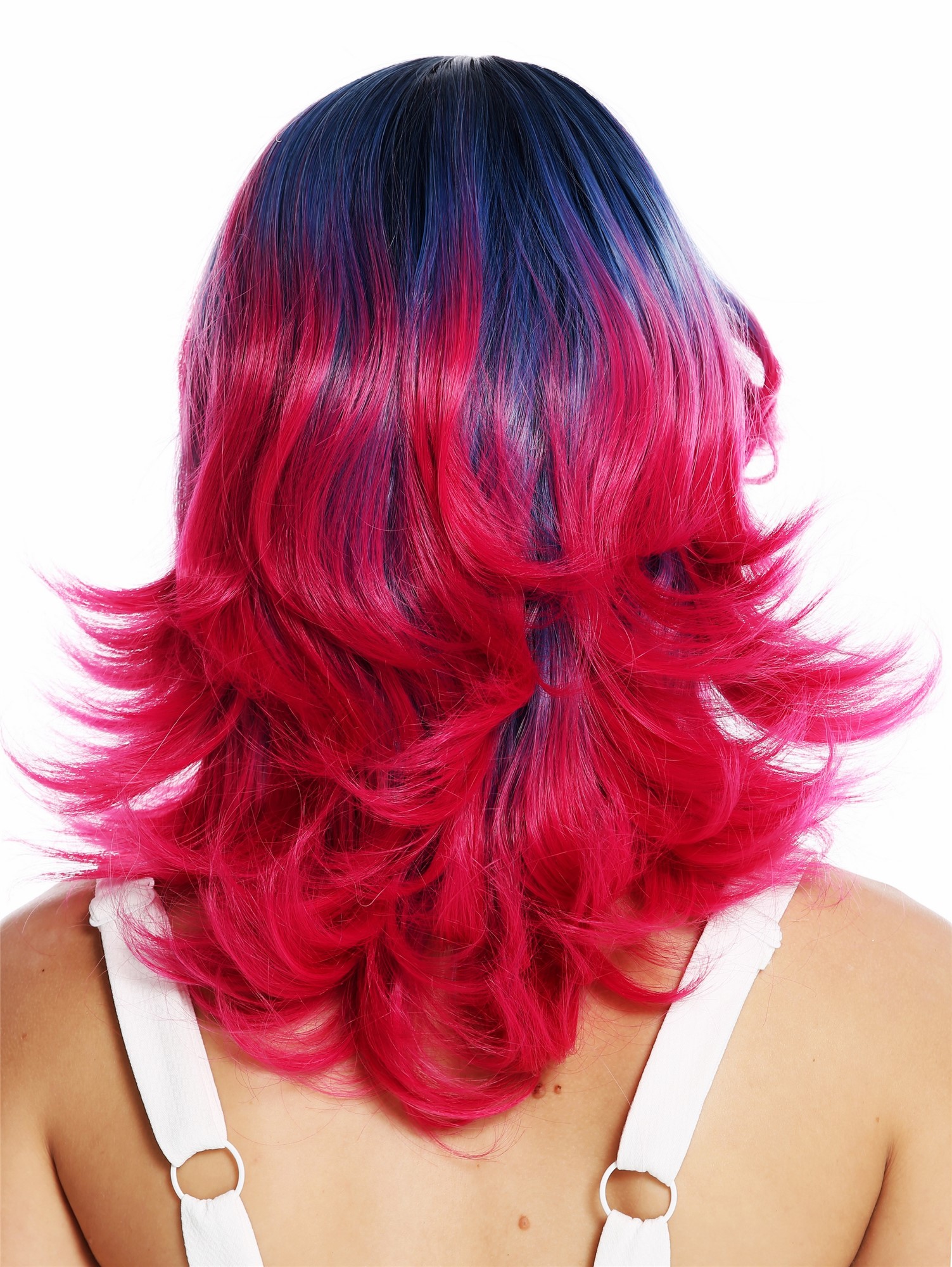 Quality Wigs, Ladies, blue-red mix, straight, shoulder-length