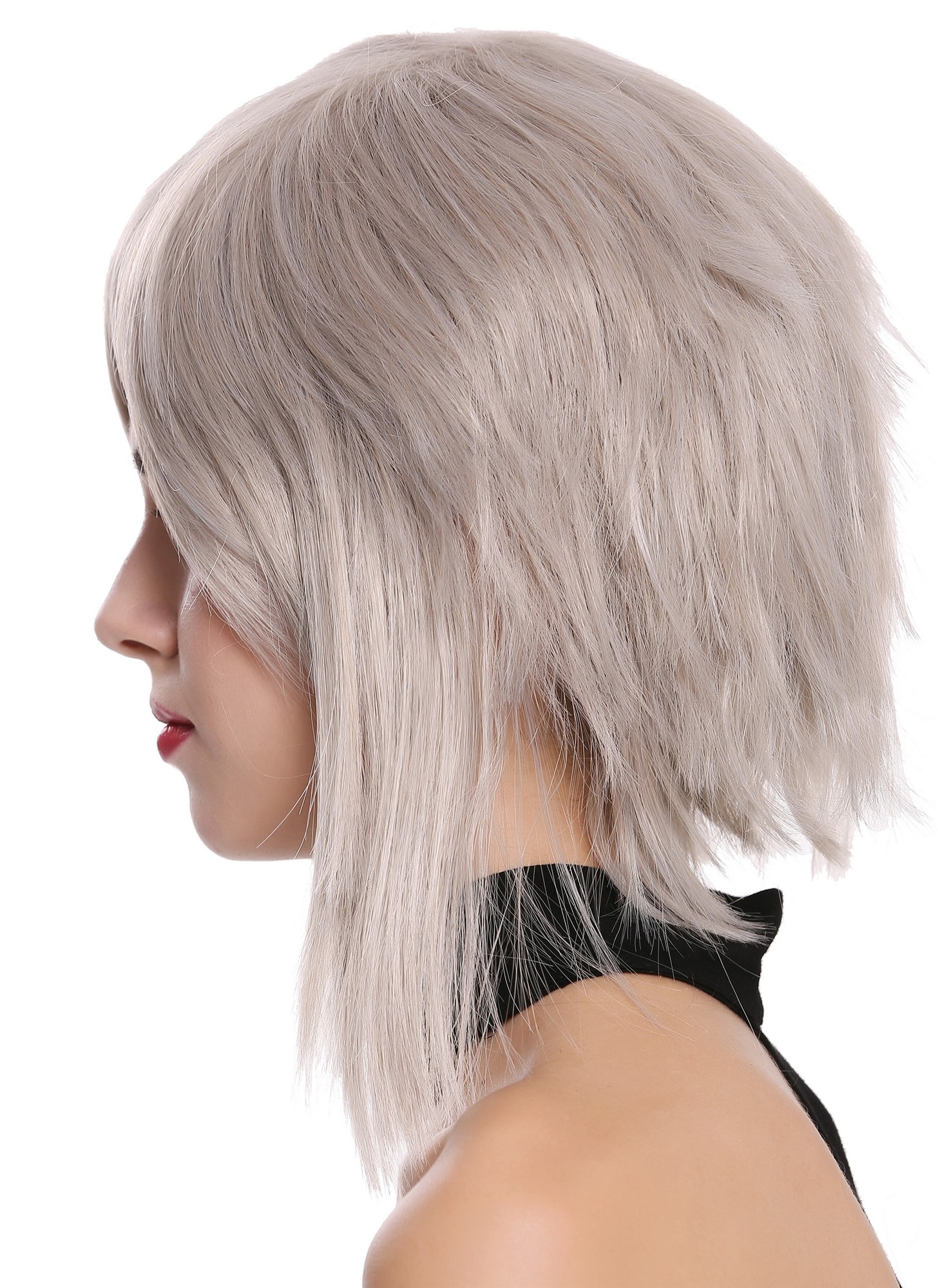 hochwertige Qualitätsperücken, Perücke kurz grau gestuft wild Cosplay SA090-M2, Ansicht 4, WIG ME UP: Ihr Perücken Online Shop wellige Tressen-Perücke Aschgrau kurze Haare für Damen