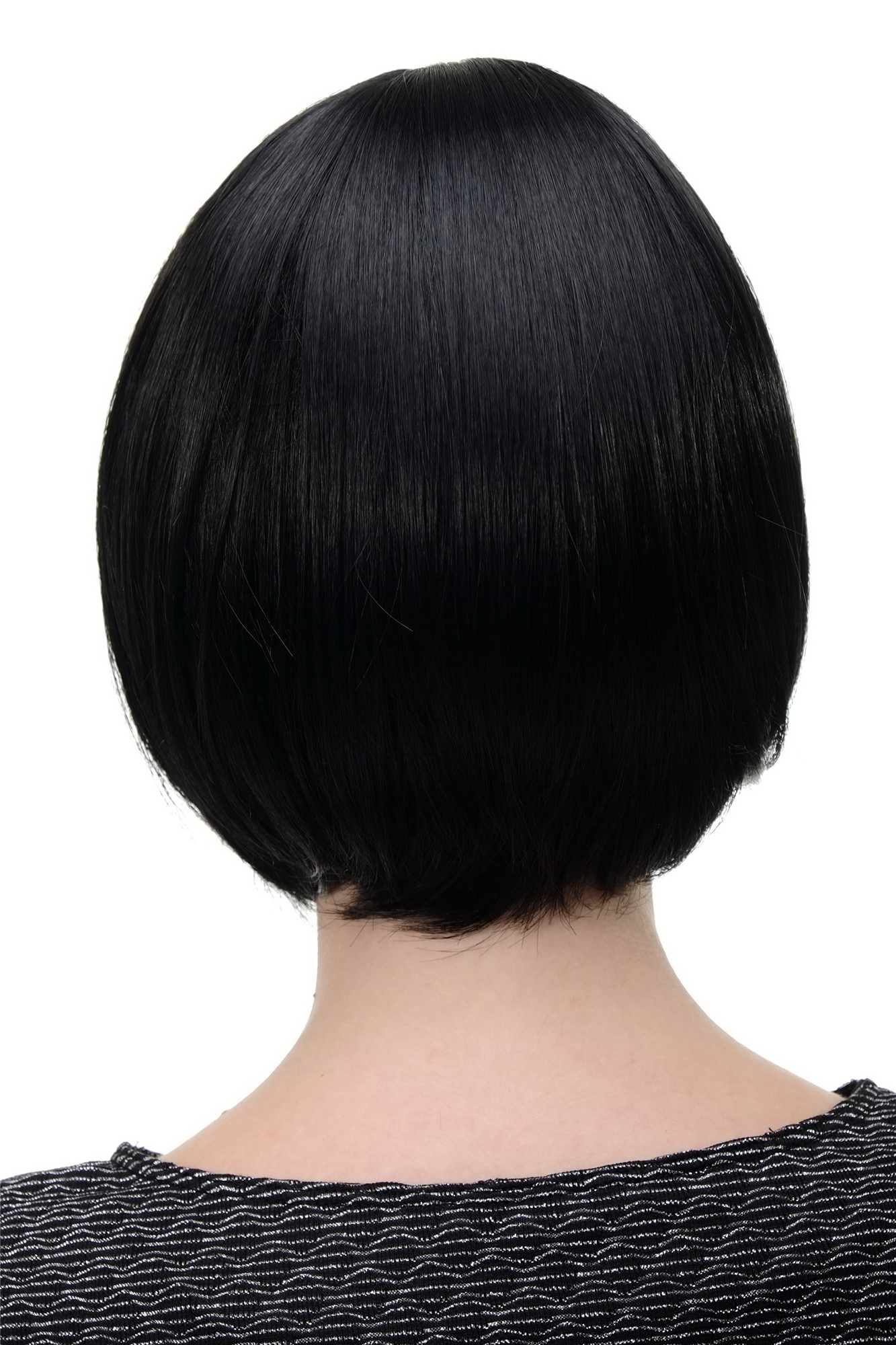 hochwertige Qualitätsperücken, Sexy Damen Bob Perücke glatte kurze Haare mit Pony Schwarz 703-1, Ansicht 4, WIG ME UP: Ihr Perücken Online Shop glatte Tressen-Perücke mit Kopfhaut-Imitat Schwarz kurze Haare für Damen