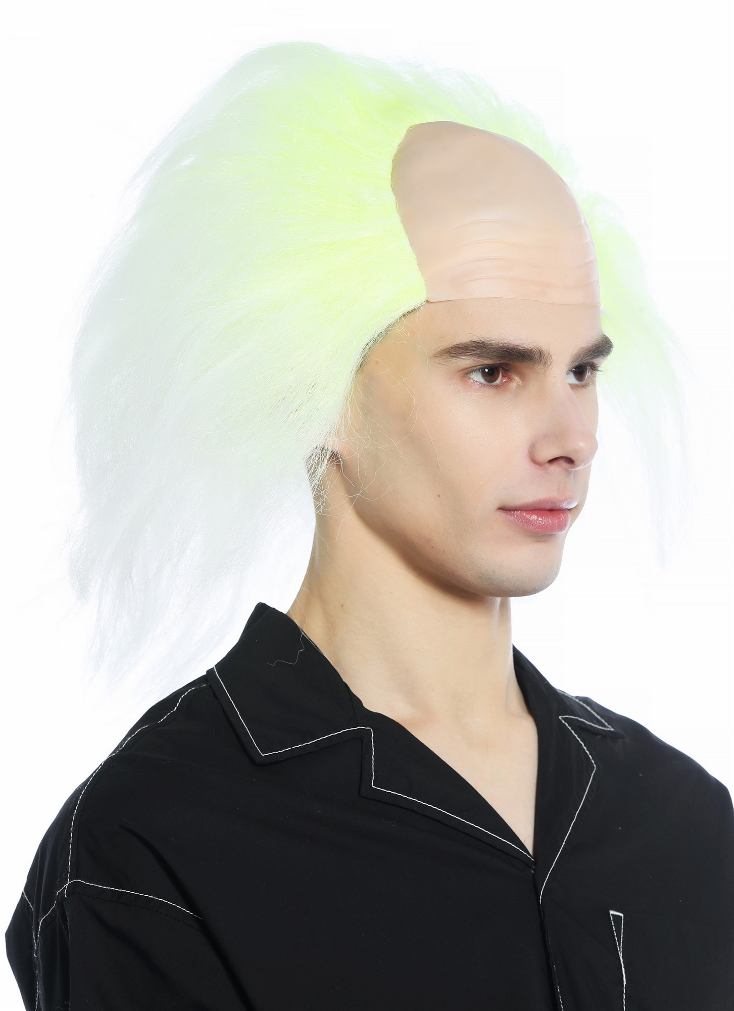 günstige Party Perücke, Perücke Glatze Verrückter Professor Igor Opa gelb weiß CW-025-ZA91TZA60, Ansicht 3, WIG ME UP: Ihr Perücken Online Shop wellige Party Perücke neon gelb am ansatz längen weiß schulterlange Haare für Herren