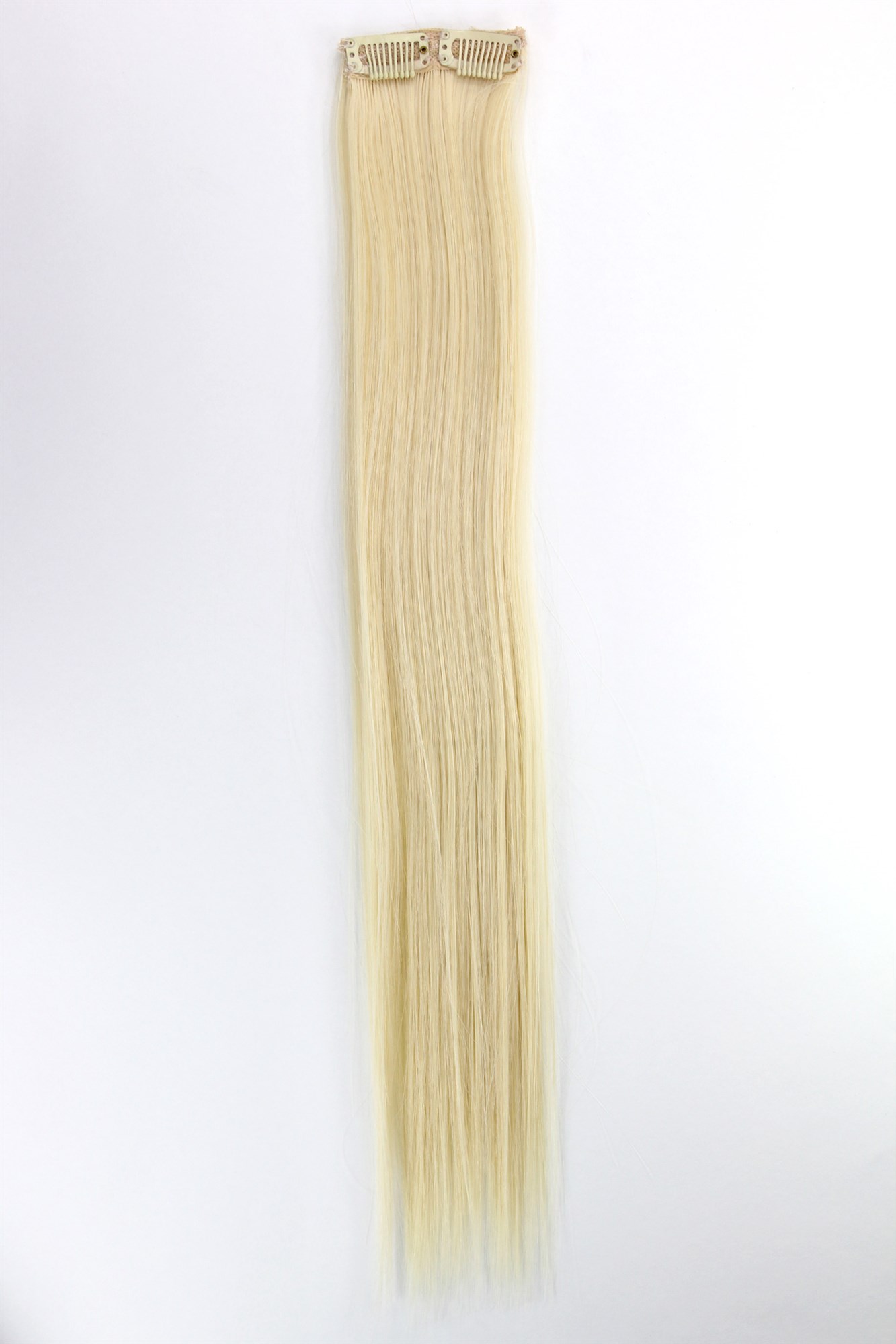 Extensions, light blonde, straight, shoulder-length