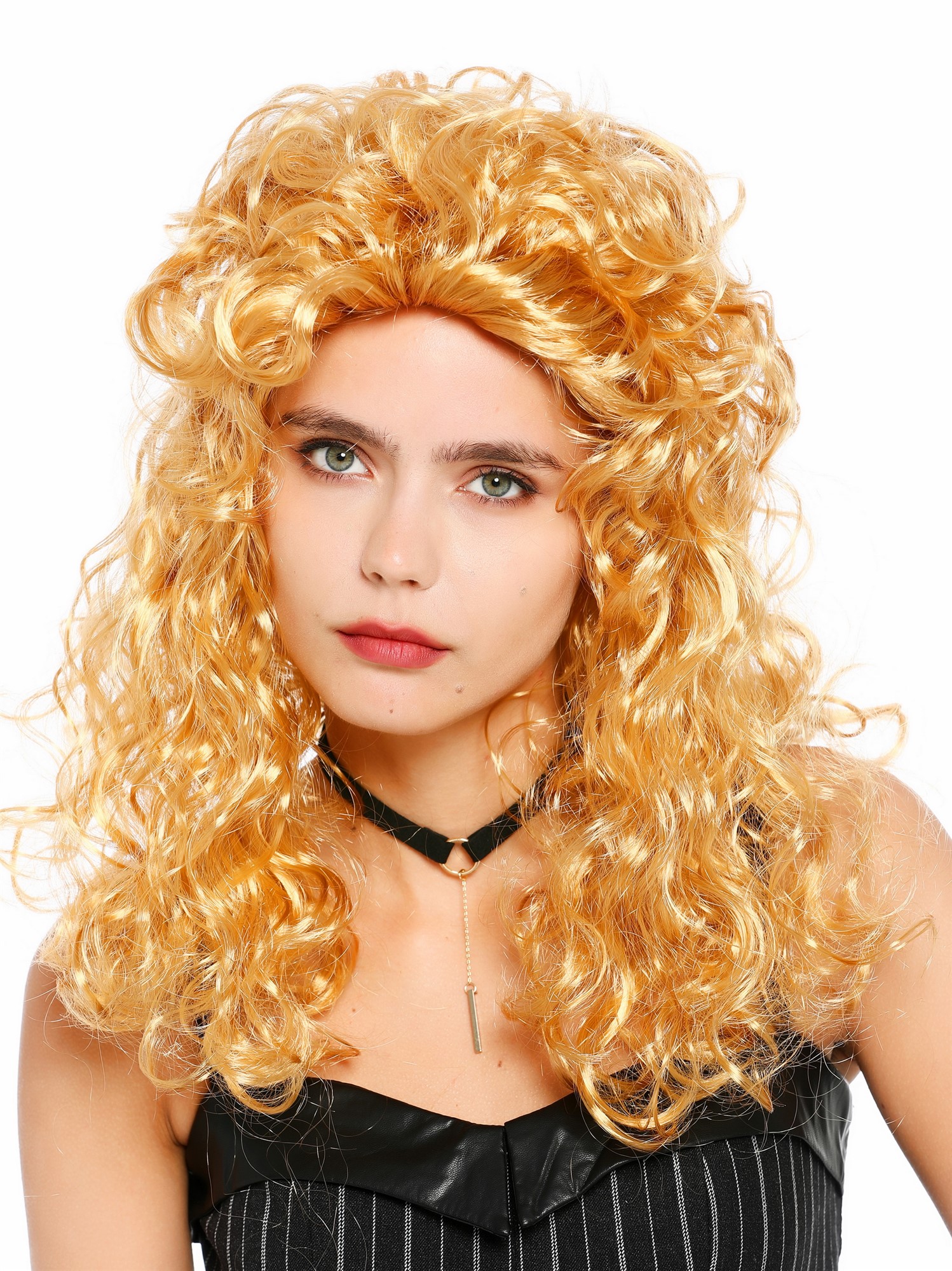 lockige Party-Perücke Honigblond 45 cm lange Perücke für Damen