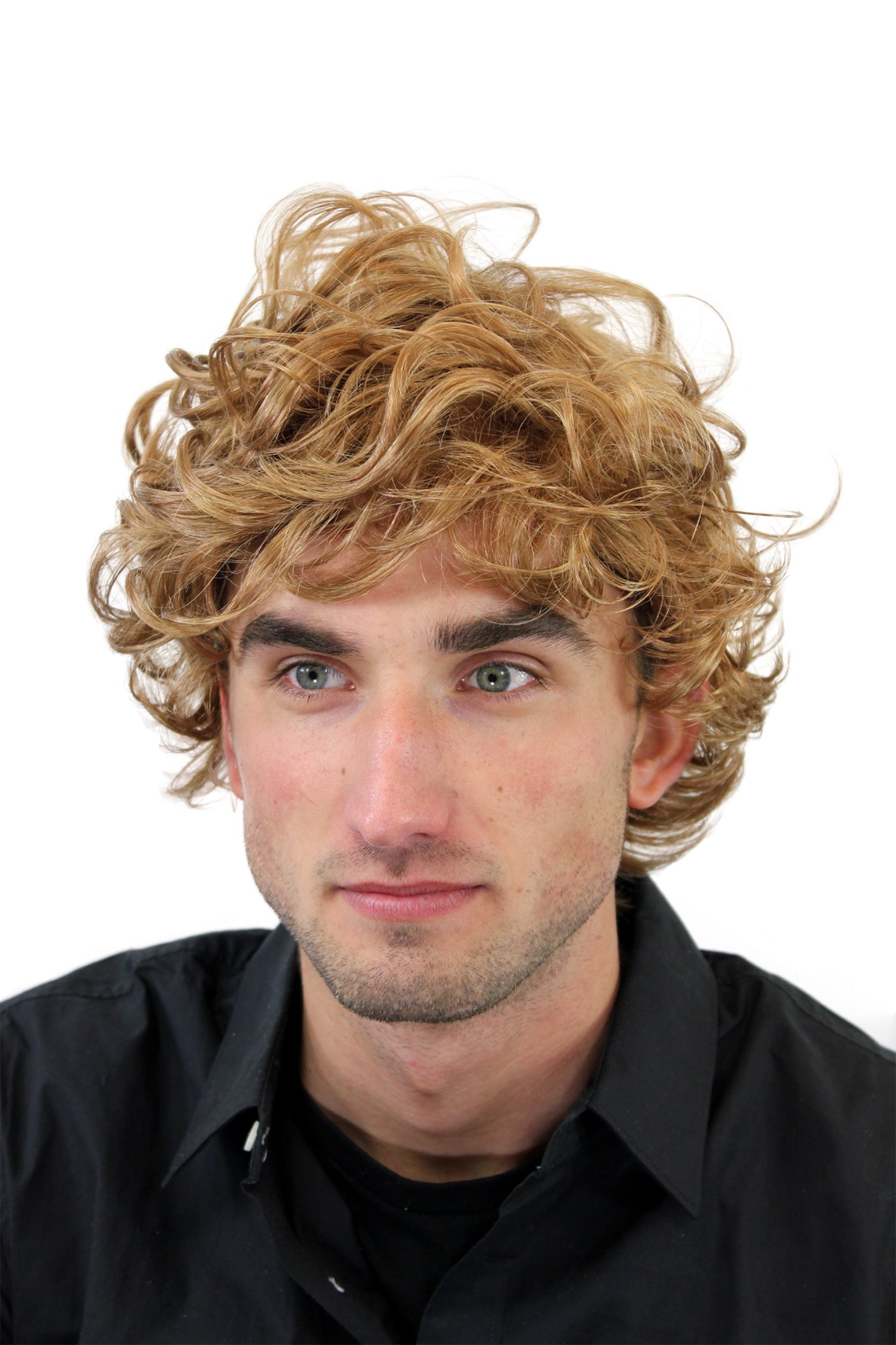 ADONIS Men's WIG (for Men or Unisex) HIGH  synthetic BLOND Greek/Roman God UNRULY WILD Curls, front view, WIG ME UP: Your Perücken Online Shop Quality Wigs, Men, Blonde, curled, short