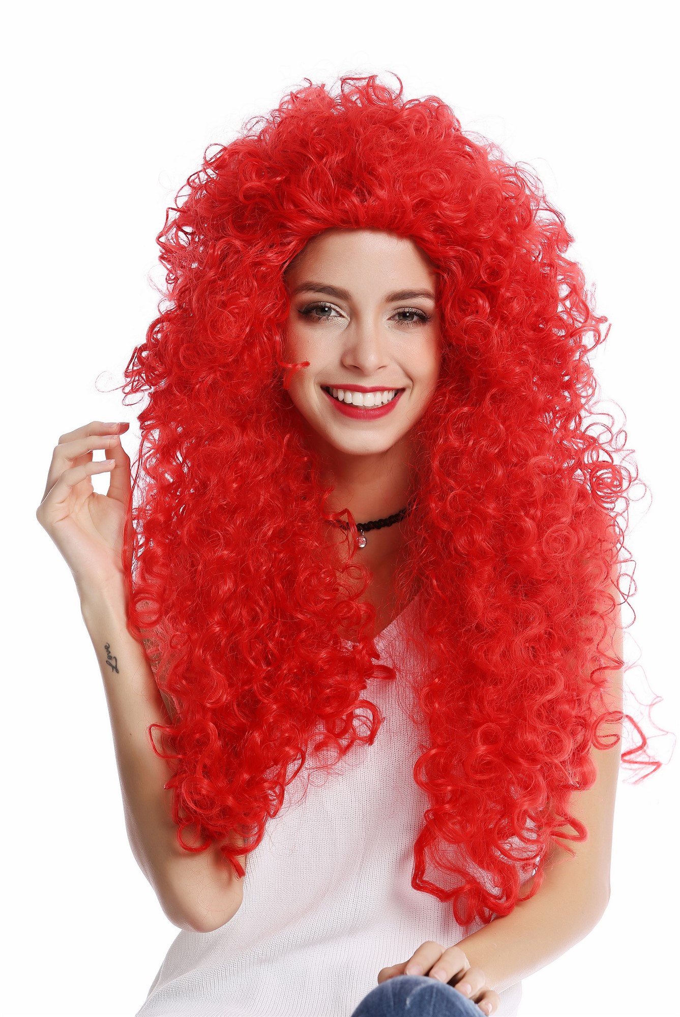 hochwertige Qualitätsperücken, Perücke Lang Locken Rot Mähne YZF-4380-113, Ansicht 2, WIG ME UP: Ihr Perücken Online Shop lockige Tressen-Perücke Rot lange Haare für Damen