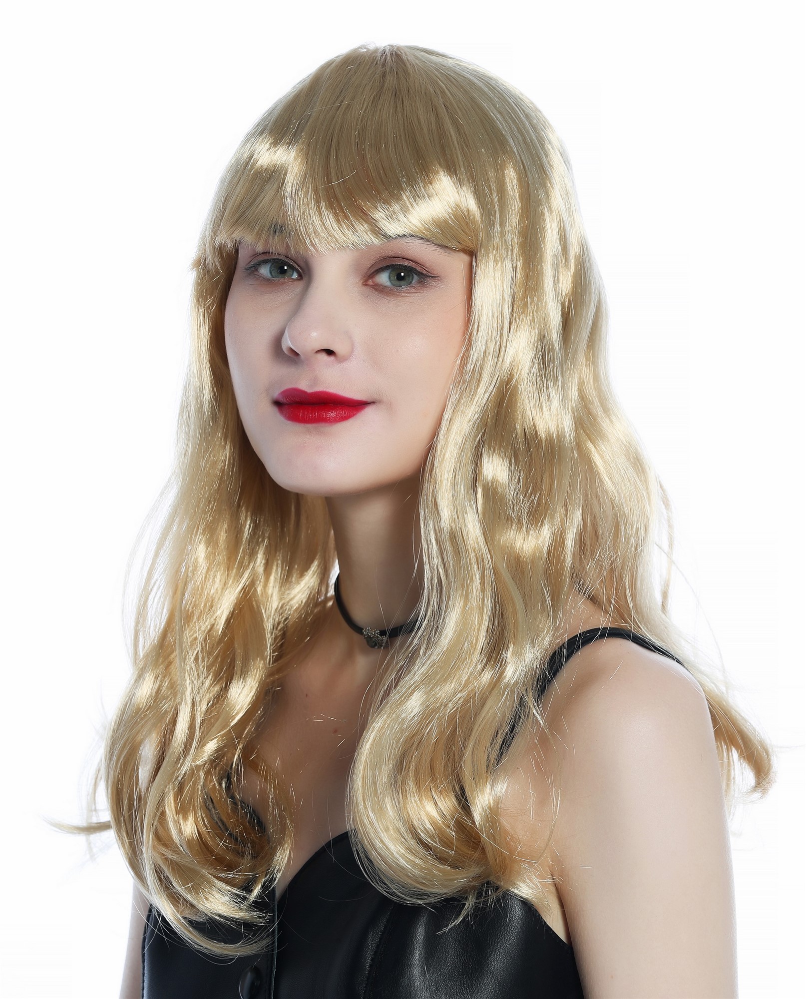 günstige Party Perücke, Perücke lang leicht gewellt Pony helles Blond Goldblond 210150-P424, Ansicht 3, WIG ME UP: Ihr Perücken Online Shop wellige Party Perücke Hellblond lange Haare für Damen