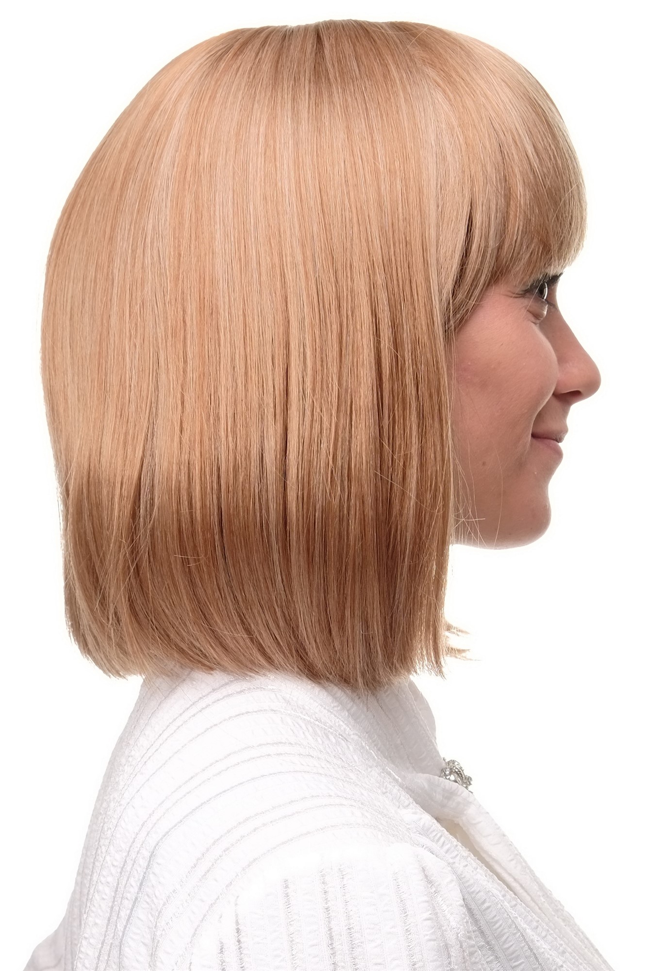 glatte Tressen-Perücke mit Kopfhaut-Imitat Erdbeerblond-Platinblond-Mix kurze Haare für Damen