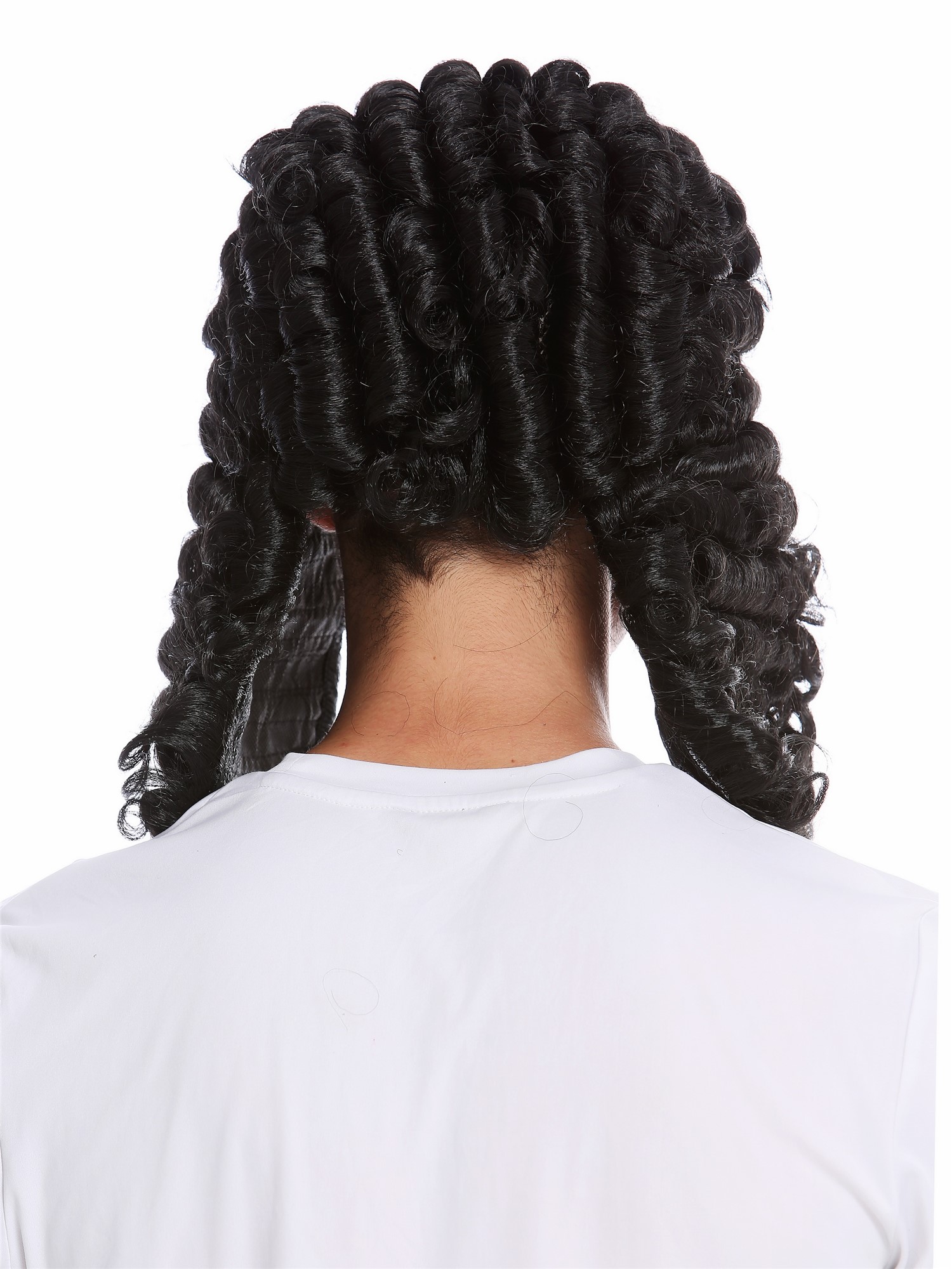 günstige Party Perücke, Perücke Richter Lord Edelmann Barock Schwarz Locken PW0171-P103, Ansicht 4, WIG ME UP: Ihr Perücken Online Shop lockige Party Perücke Schwarz schulterlange Haare für Herren