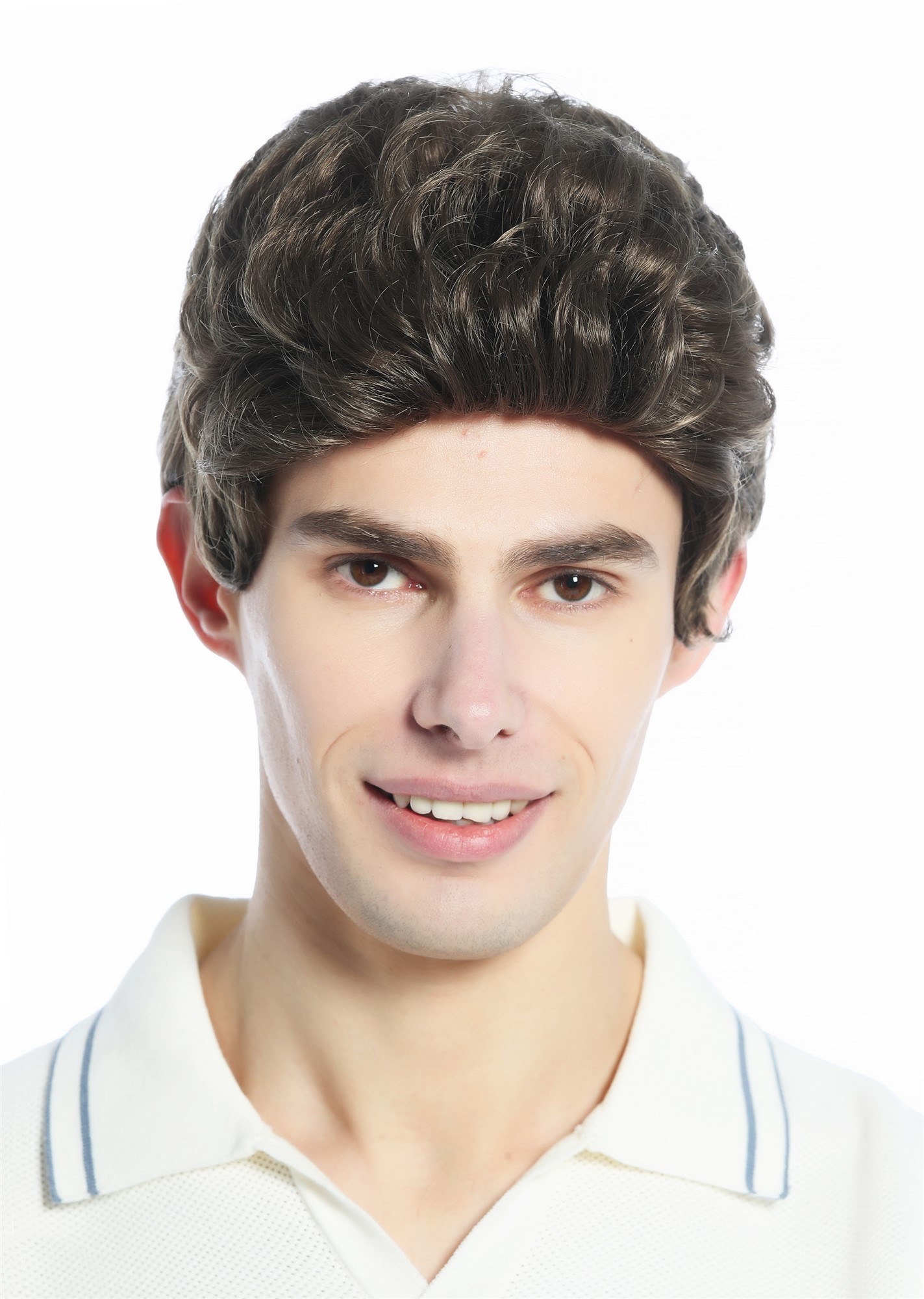 hochwertige Qualitätsperücken, Perücke unisex kurz leicht gewellt Tolle Braun DW1333A-18, Ansicht 2, WIG ME UP: Ihr Perücken Online Shop wellige Tressen-Perücke Mittelbraun kurze Haare für Unisex