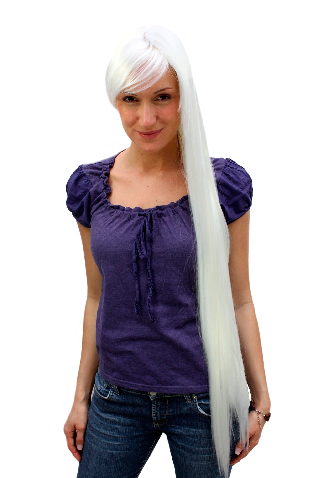 EXTRA LONG platinum white FAIRYTALE WIG faery elv ICE QUEEN (9293L Colour B80), front view, WIG ME UP: Your Perücken Online Shop Quality Wigs, Ladies, light blonde, straight, very long