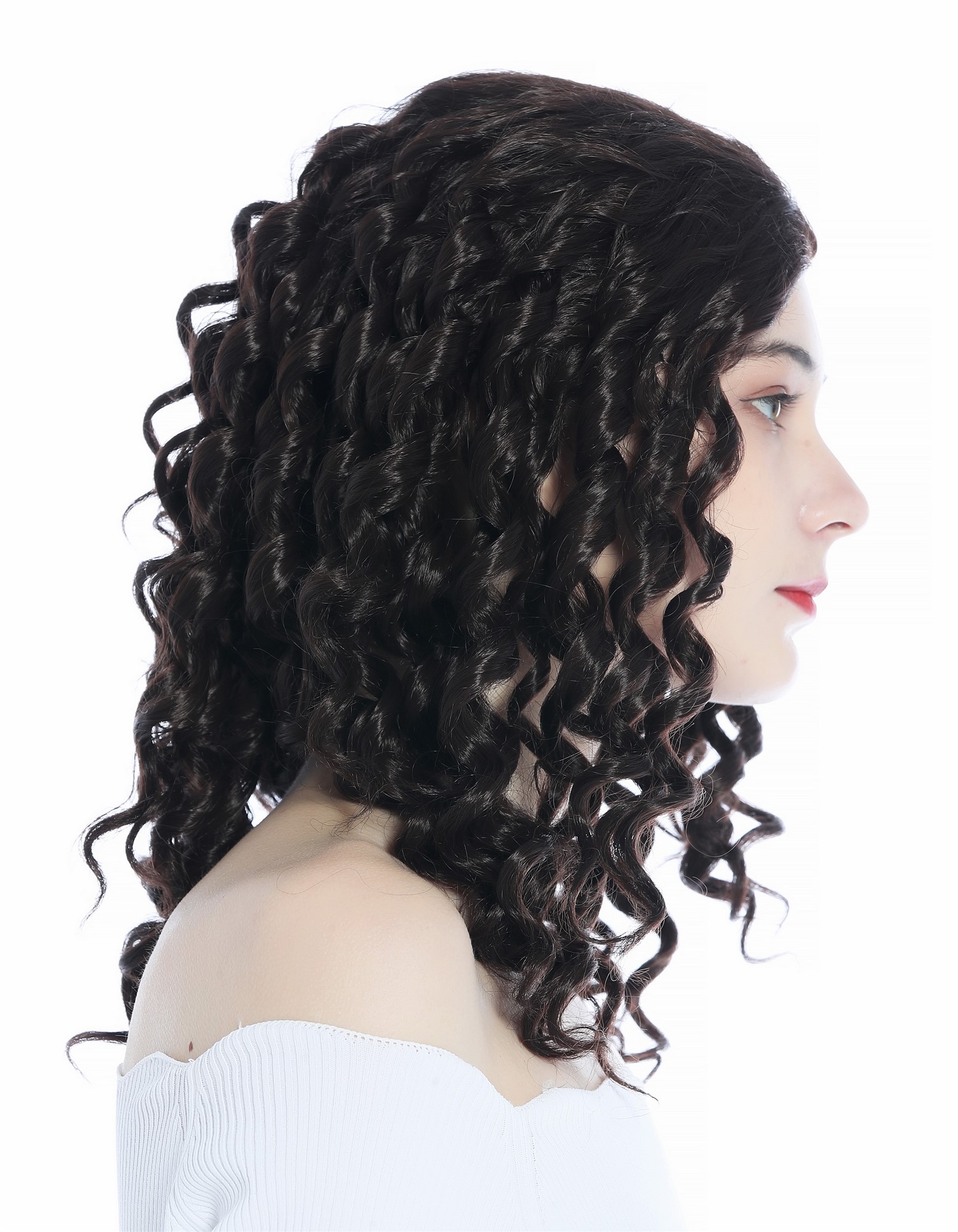 Wig Lady Women shoulder length Caribbean Corkscrew Curls ringlets brown ZM-1009 , view 2, WIG ME UP: Your Perücken Online Shop Quality Wigs, Unisex, chestnut brown, curled, long