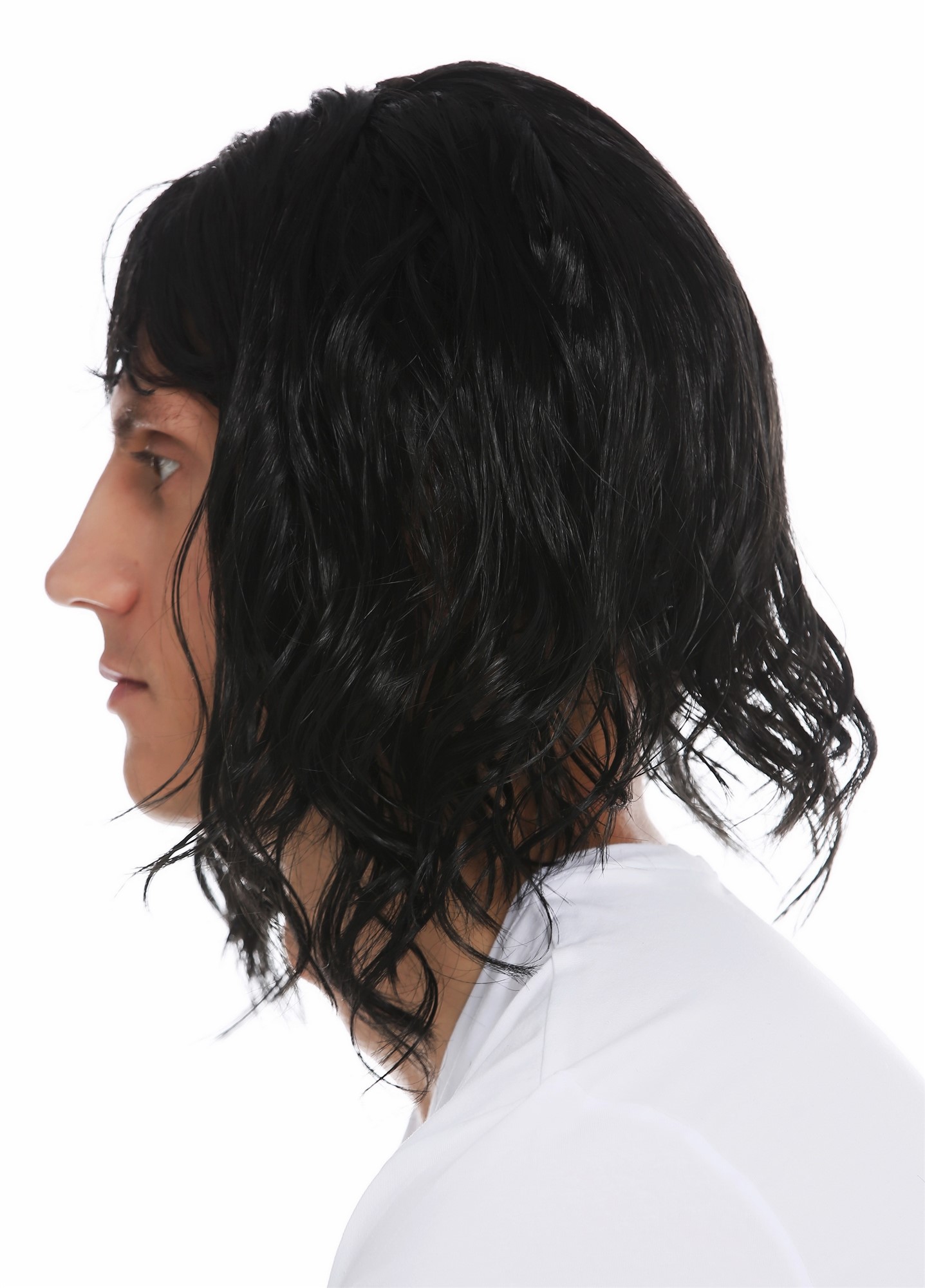 Party Wig, Unisex, pitch black, wavy, short