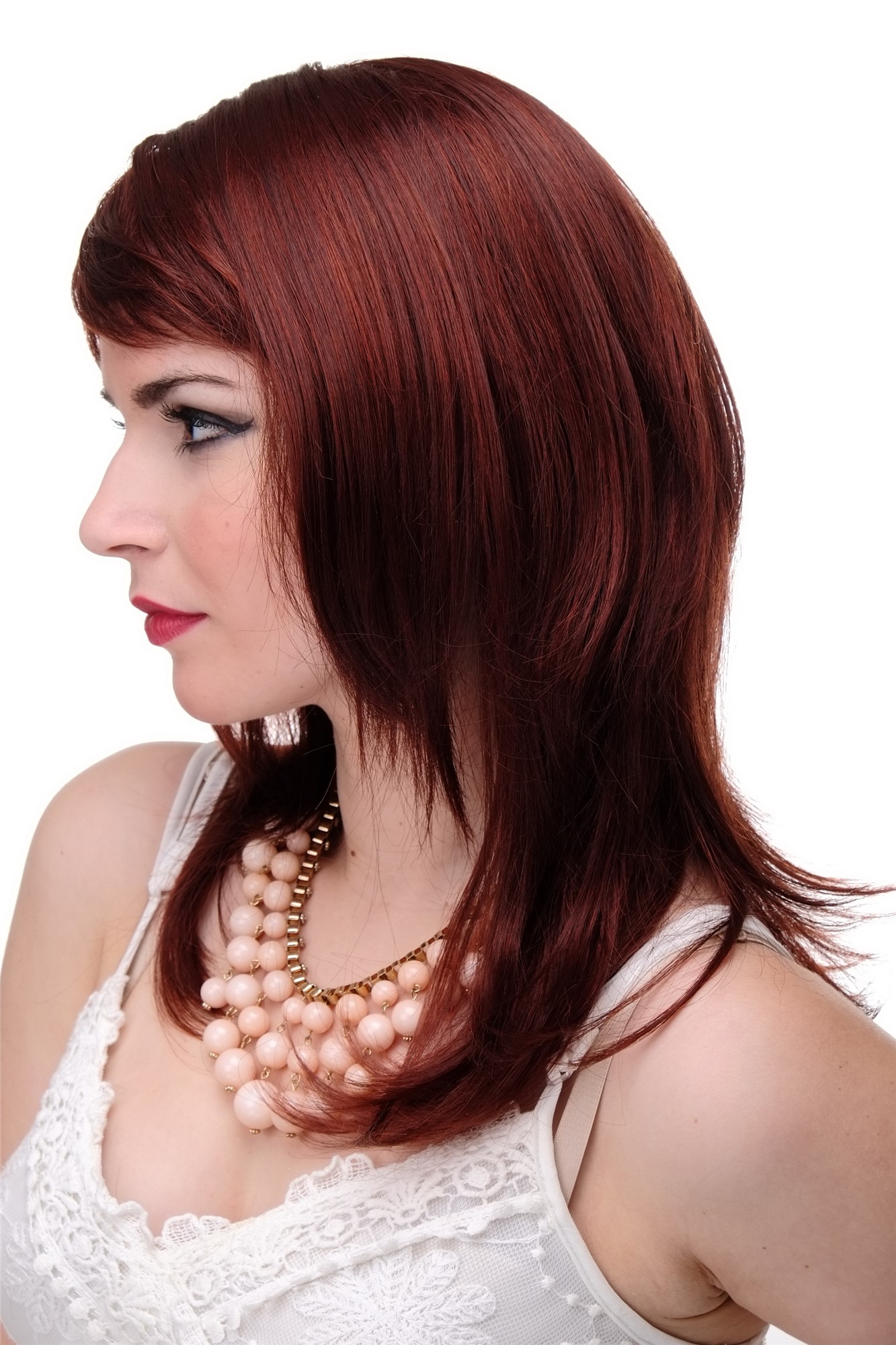 Lady wig medium length fringe parted to side straight layered brown red mix 3003, view 2, WIG ME UP: Your Perücken Online Shop Quality Wigs, Ladies, brown-red mix, straight, long