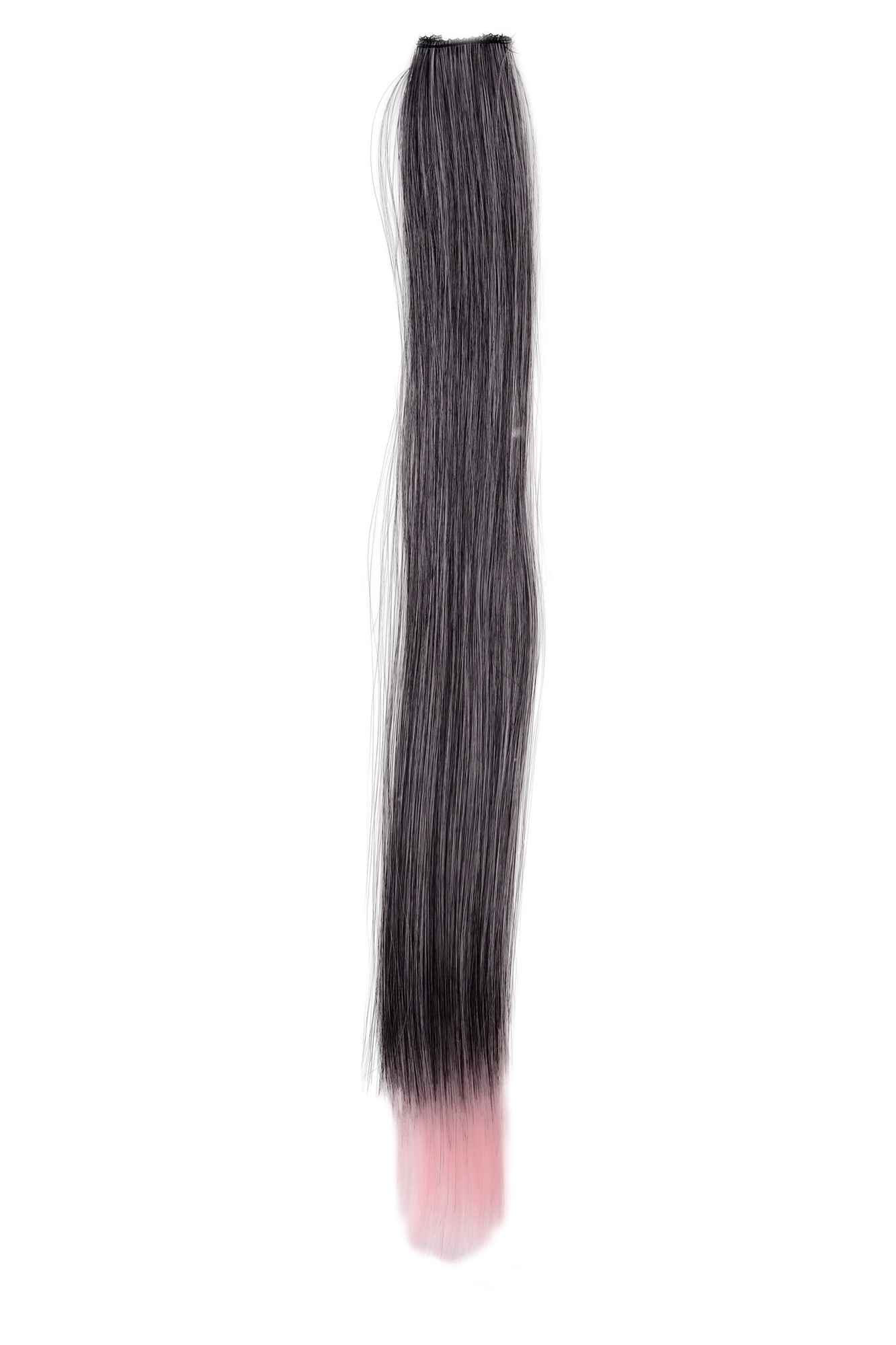 1 Clip-In Extension Strähne glatt 45 cm Rosa-Schwarz-Mix YZF-P1S18-1BT2333, Vorderansicht, WIG ME UP: Ihr Perücken Online Shop glatte Extensions Rosa-Schwarz-Mix Schwarzrosa 45 cm lang