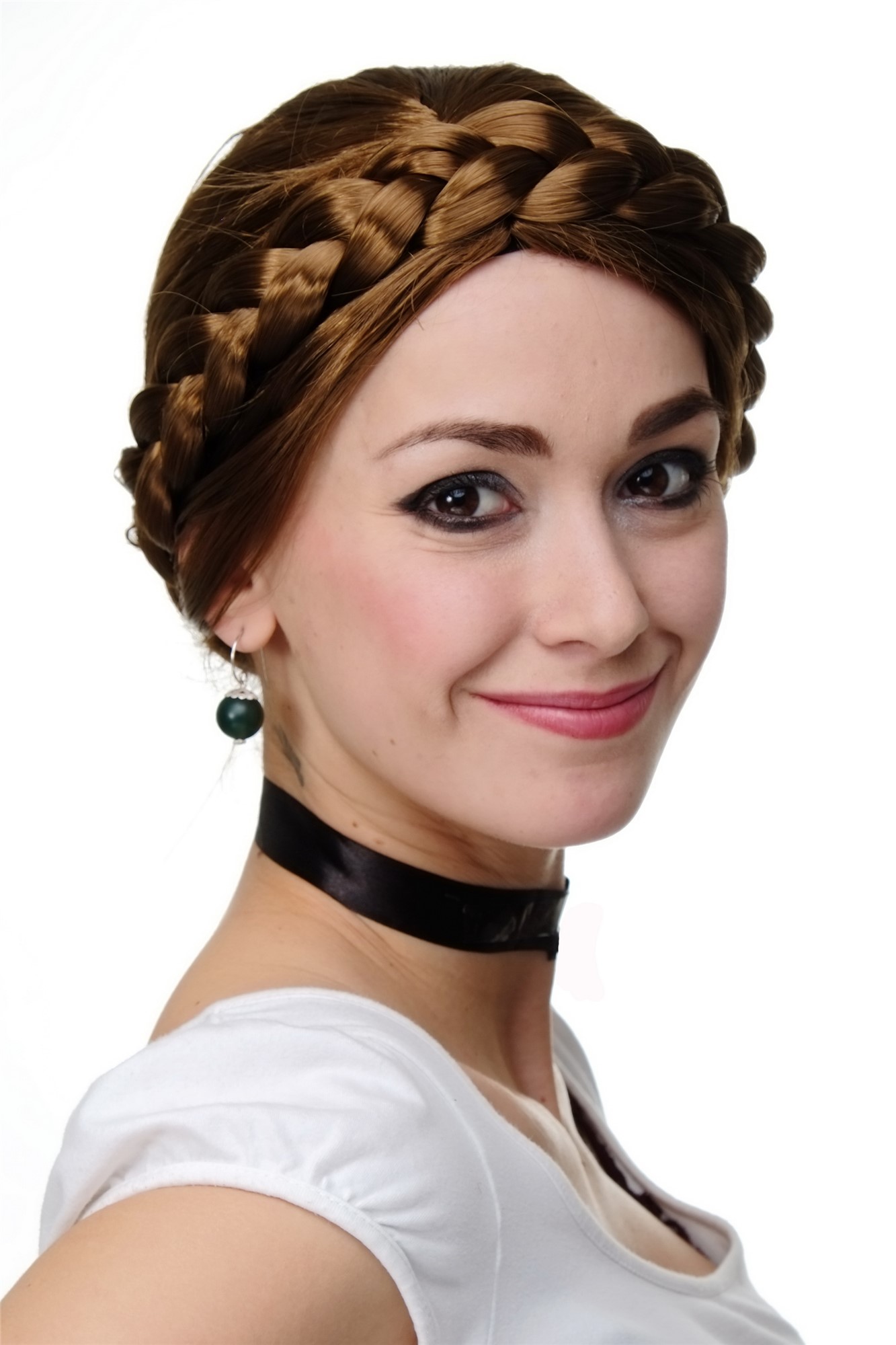 Party/Fancy Dress Wig Women Lady thick braid BROWN traditional German Ukrainian Russian Princess, view 5, WIG ME UP: Your Perücken Online Shop Party Wig, Ladies, Brown, Braided, short