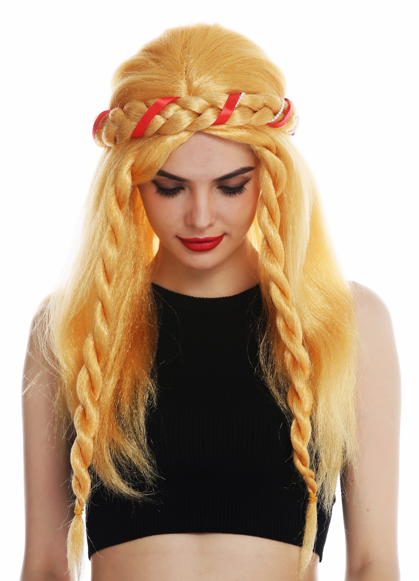 Wig women long blond plaited Alice band fantasy princess middle ages maid 69055A, view 5, WIG ME UP: Your Perücken Online Shop Party Wig, Ladies, Blonde, Braided, long