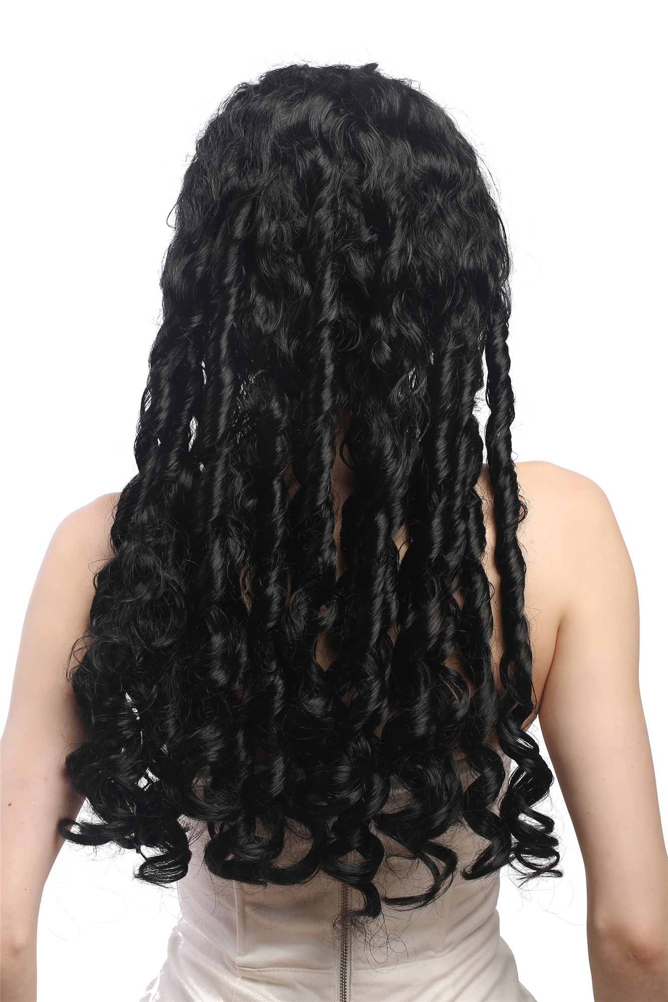 günstige Party Perücke, Perücke Rasta Spirallocken Schwarz 3069-P103, Ansicht 3, WIG ME UP: Ihr Perücken Online Shop lockige Party Perücke Schwarz lange Haare für Damen