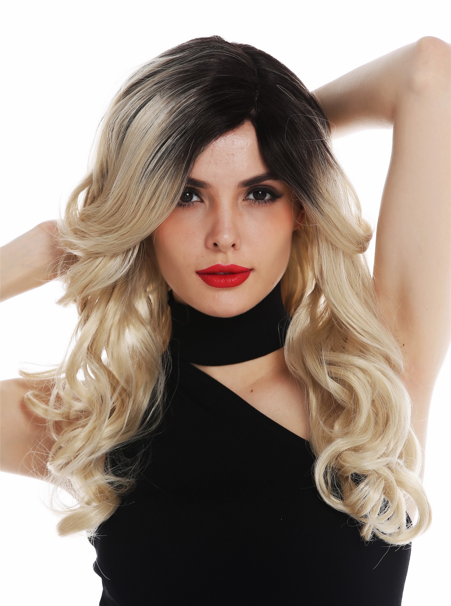 Quality Wigs, Ladies, blonde-brown mix, curled, long